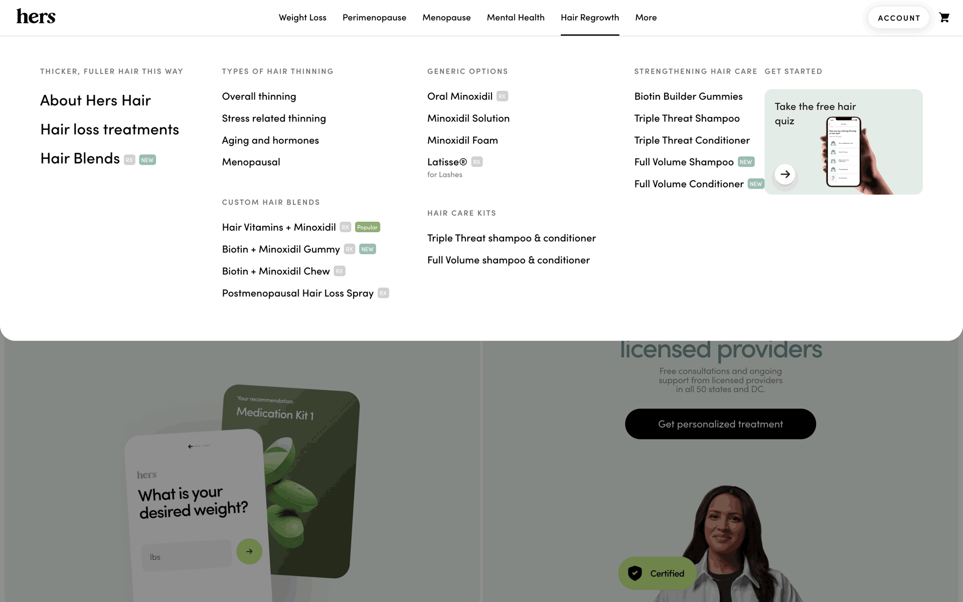 Hers Web Medical interface screenshot 3
