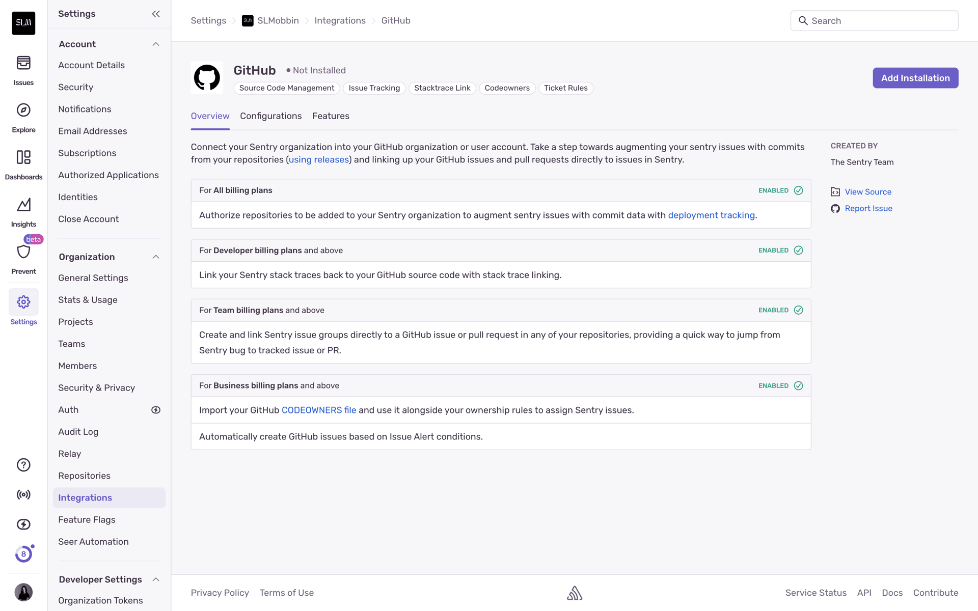 Sentry Web Developer Tools interface screenshot 3