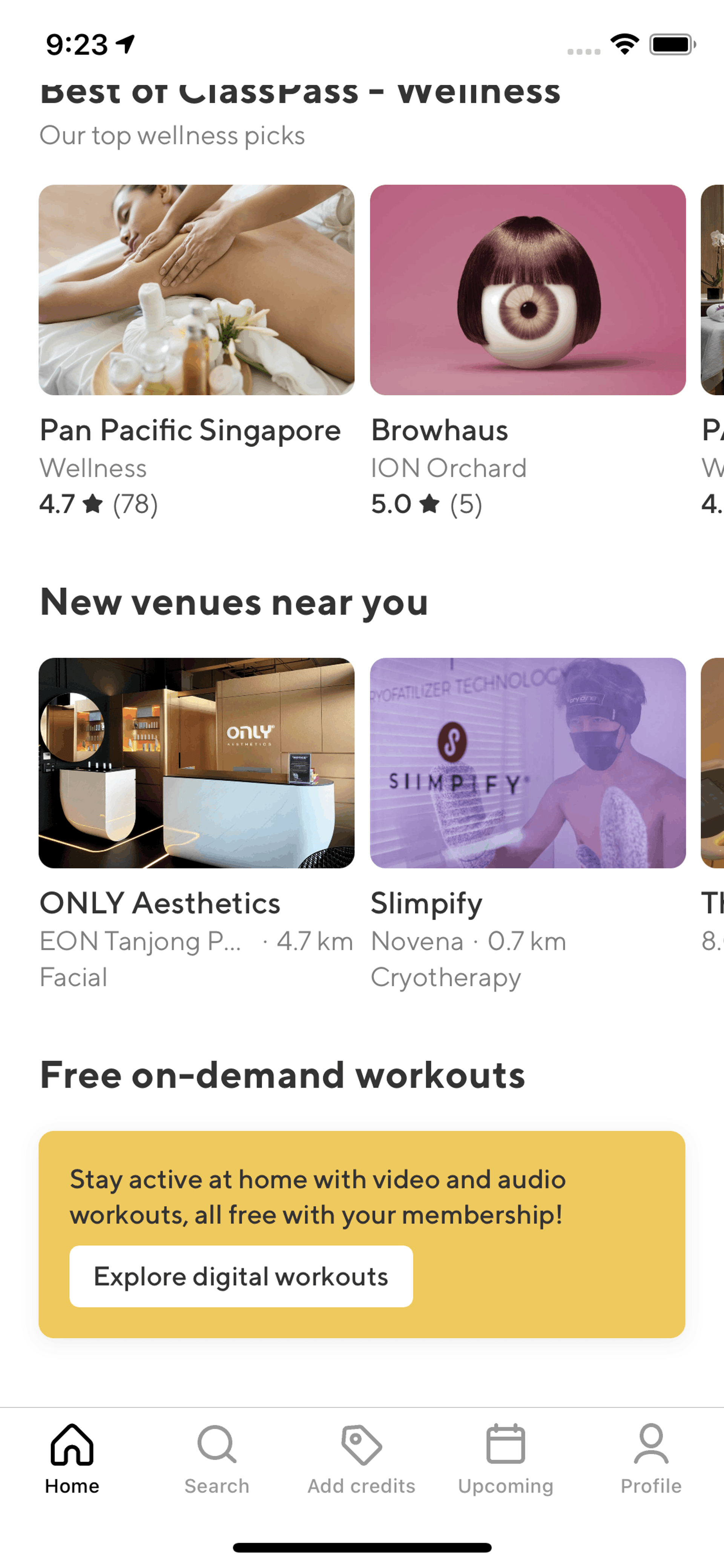 ClassPass iOS Health & Fitness interface screenshot 23