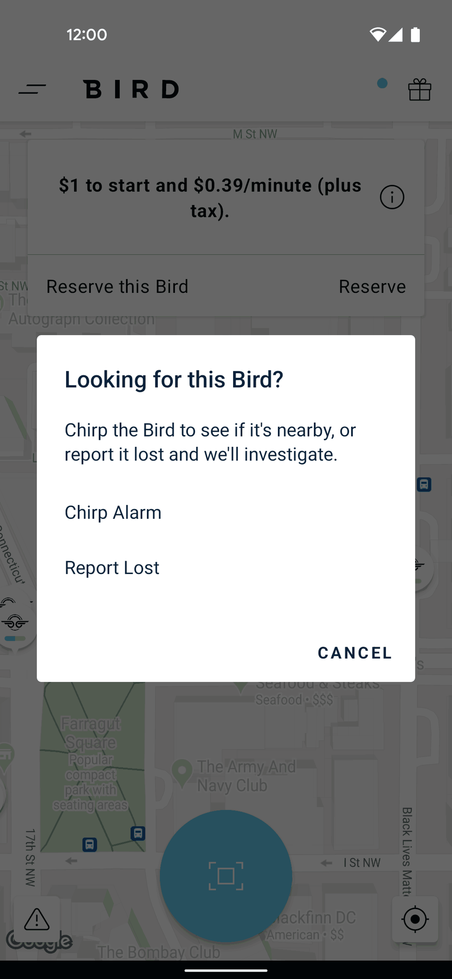 Bird Android Travel & Transportation interface screenshot 14