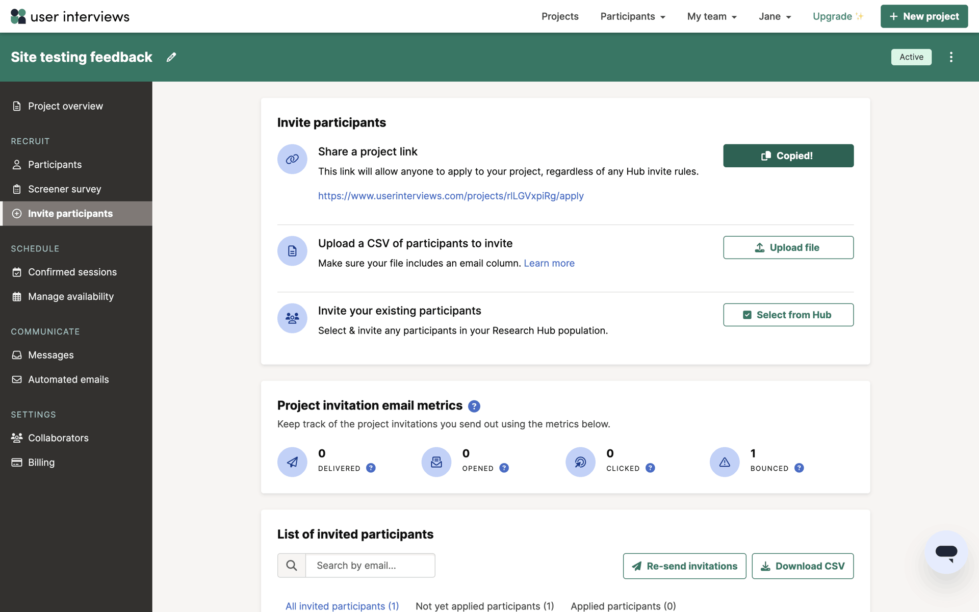User Interviews Web Business interface screenshot 18