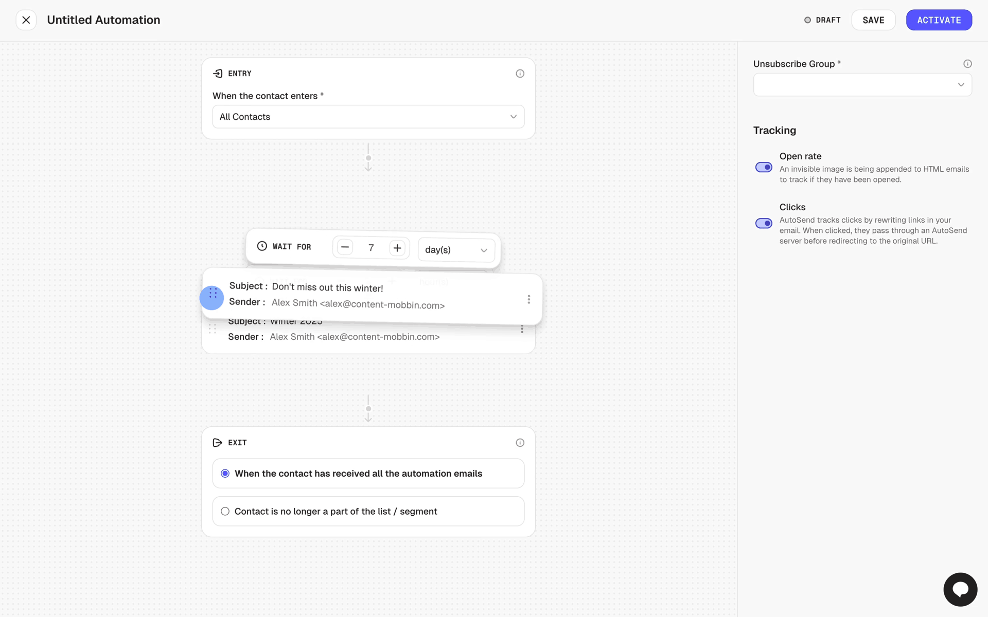 AutoSend Web automated messaging interface screenshot 8