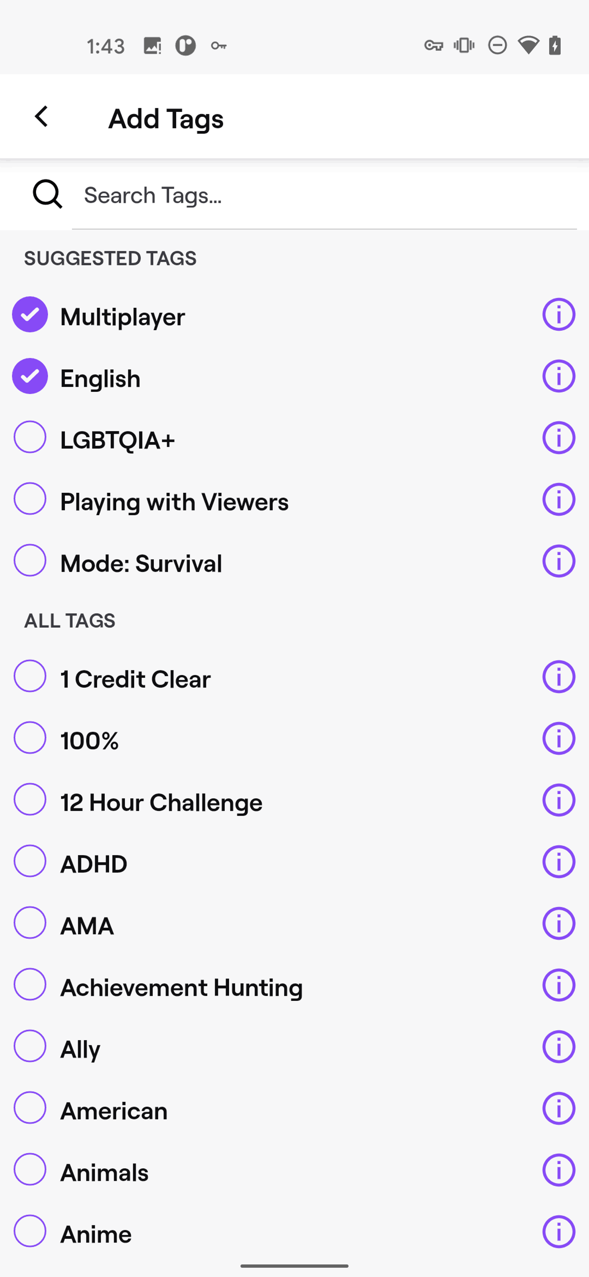 Twitch Android Photo & Video interface screenshot 19