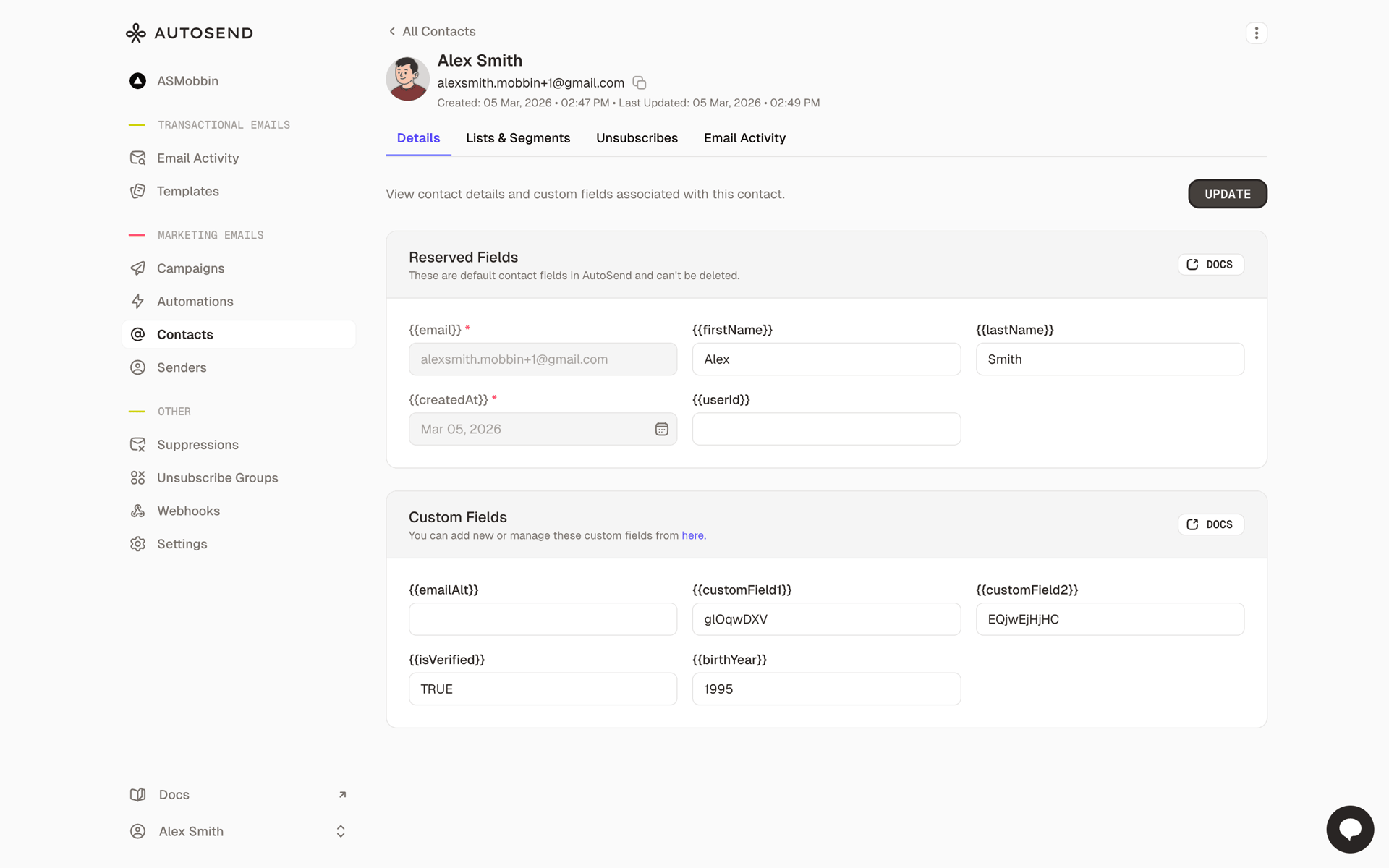 AutoSend Web automated messaging interface screenshot 17