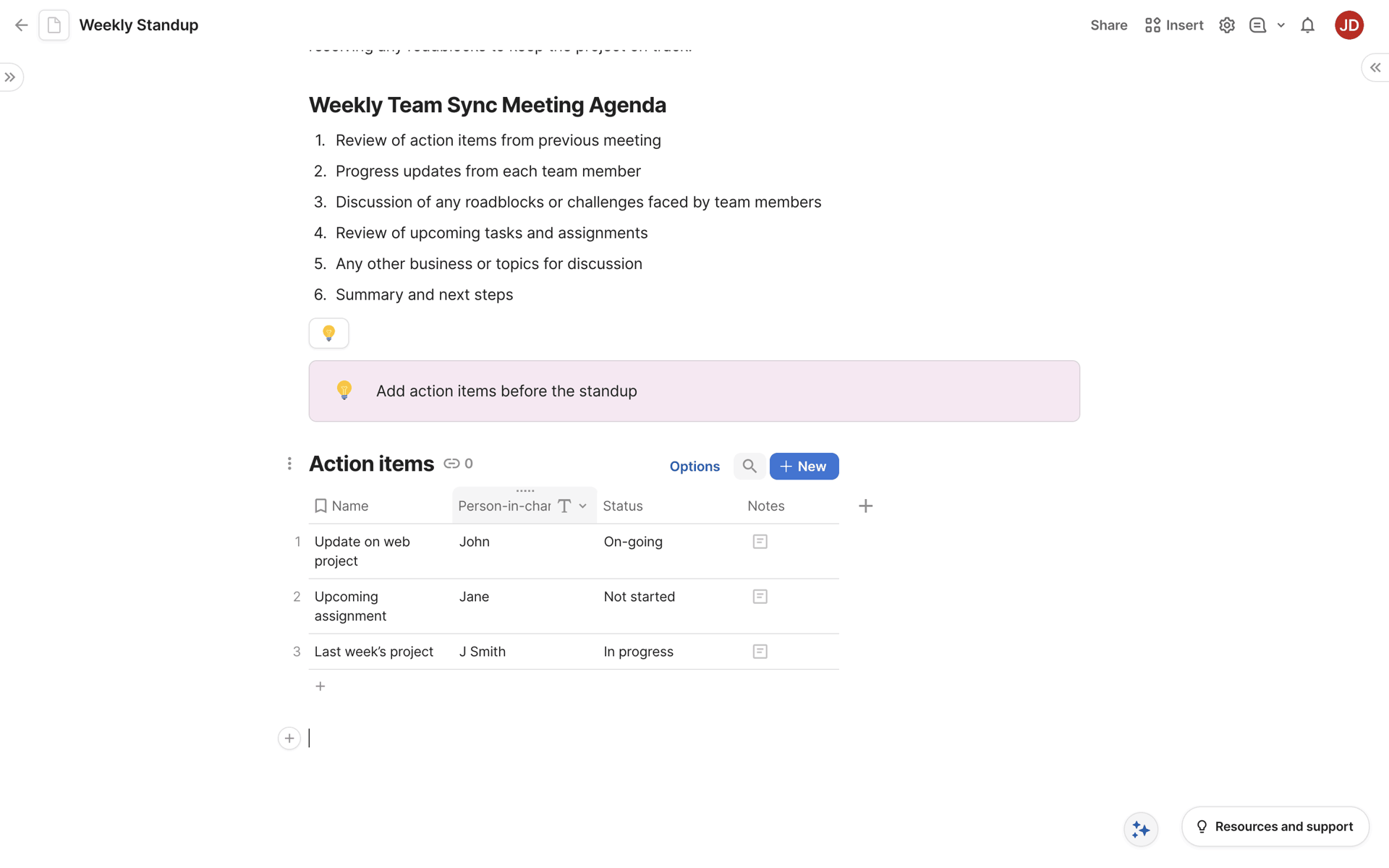 Coda Web Productivity interface screenshot 7