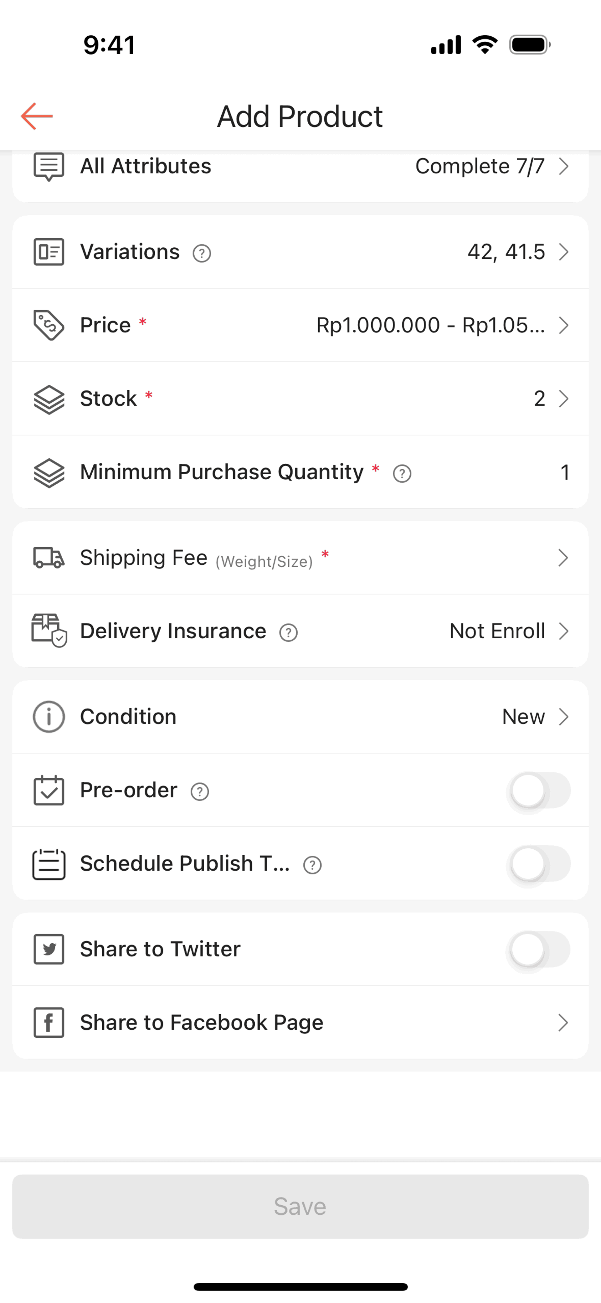 Shopee iOS Shopping interface screenshot 10