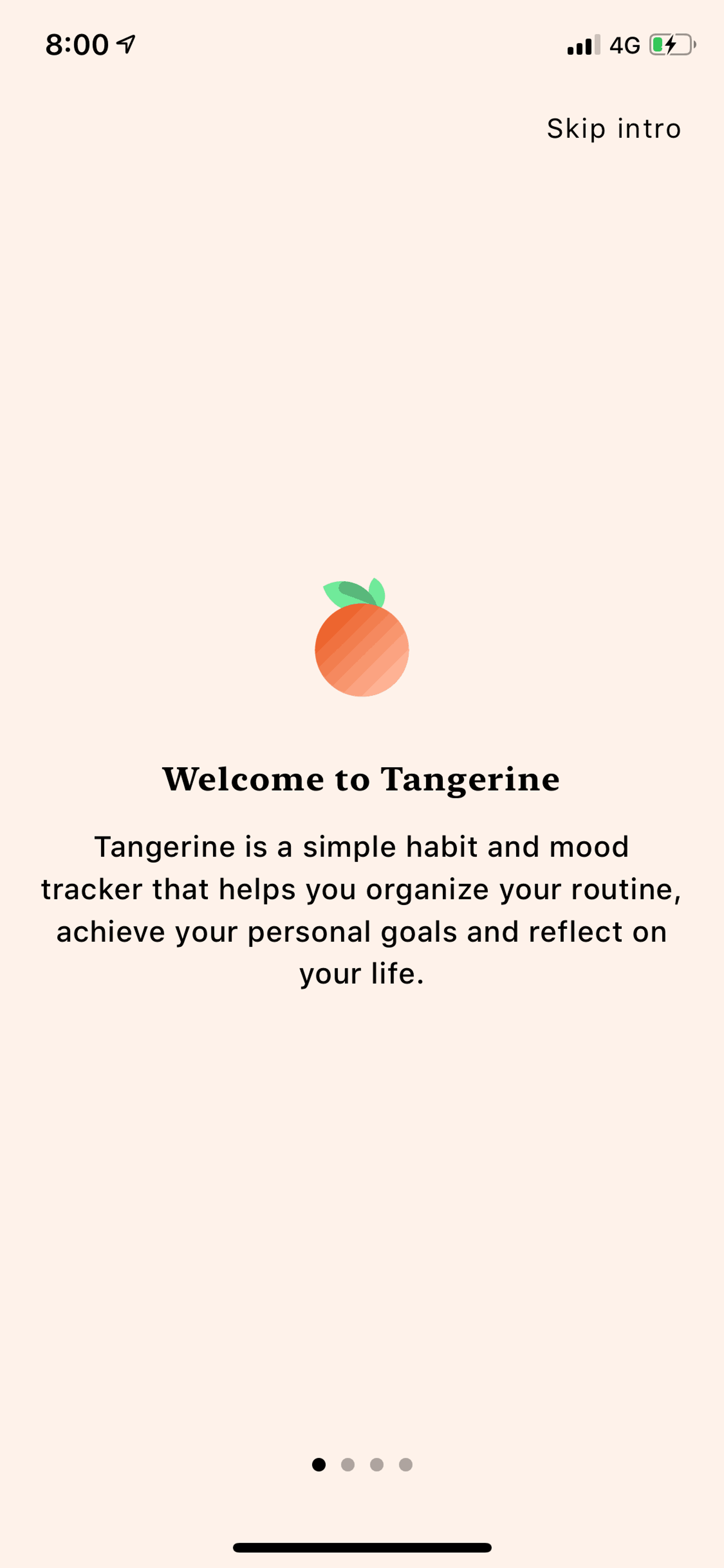Tangerine iOS Health & Fitness interface screenshot 2