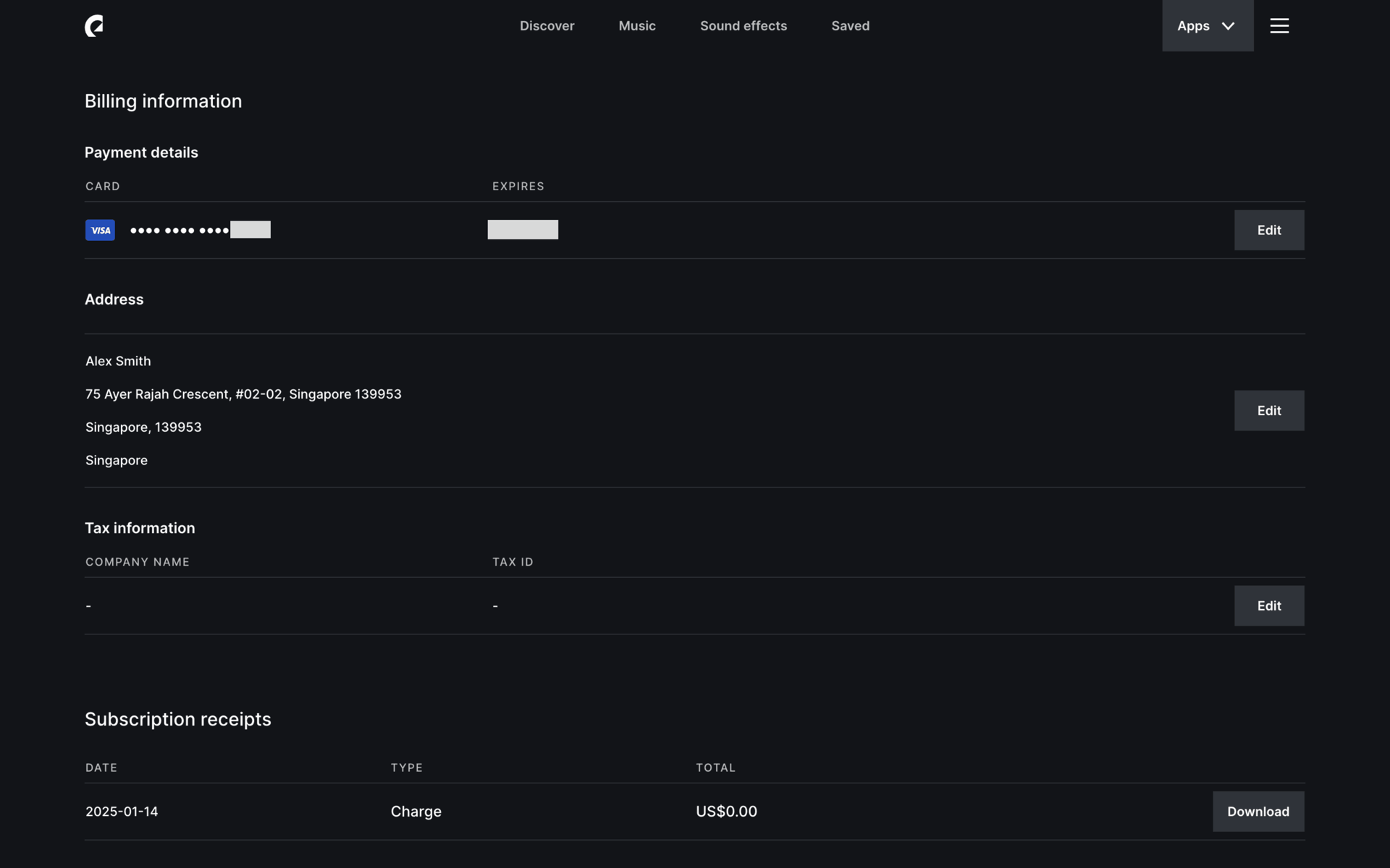 Epidemic Sound Web Entertainment interface screenshot 13