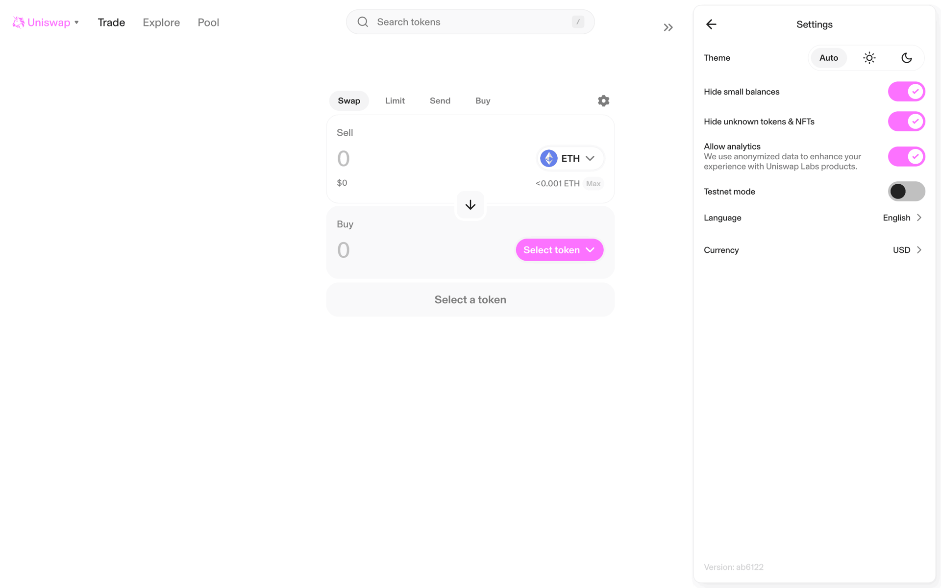 Uniswap Web Finance interface screenshot 10
