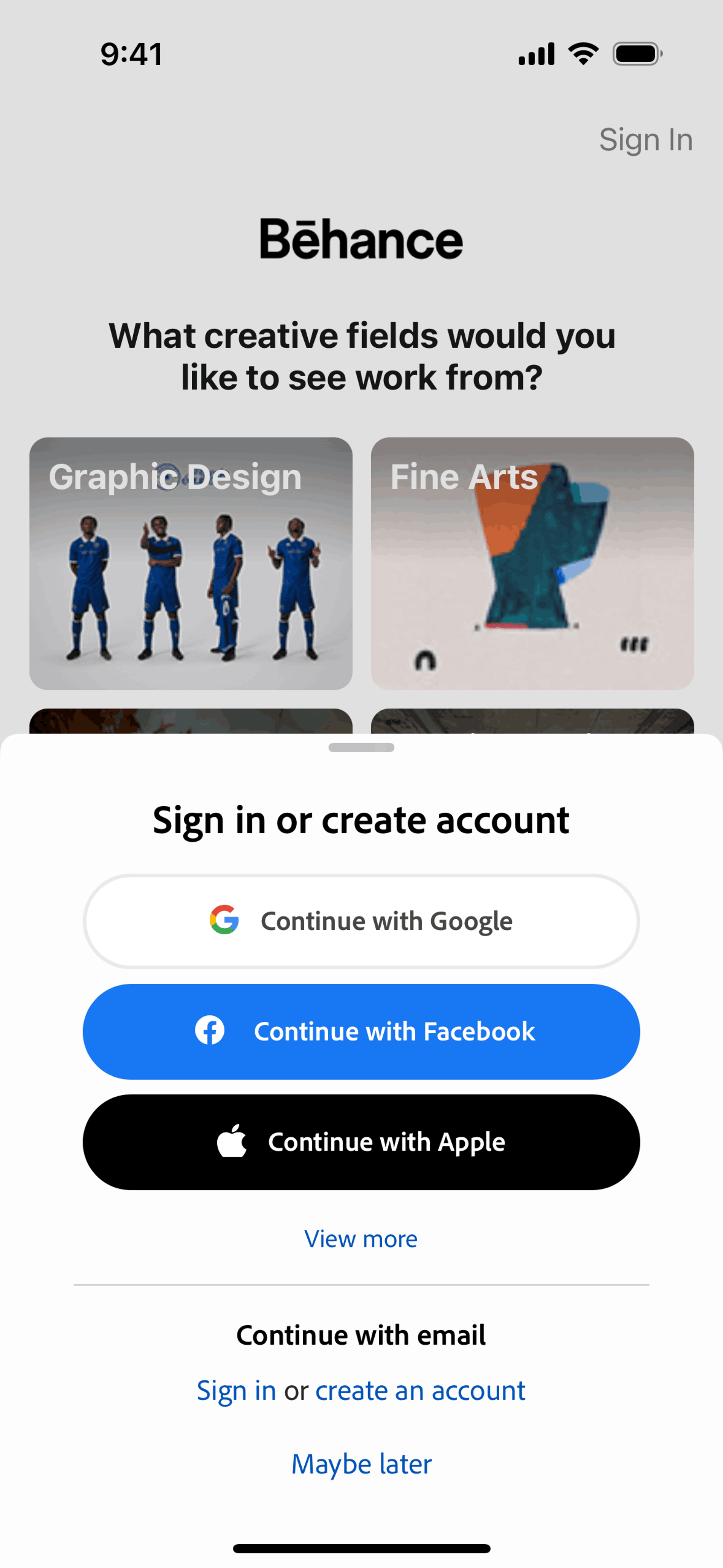 Behance iOS Social Networking interface screenshot 20