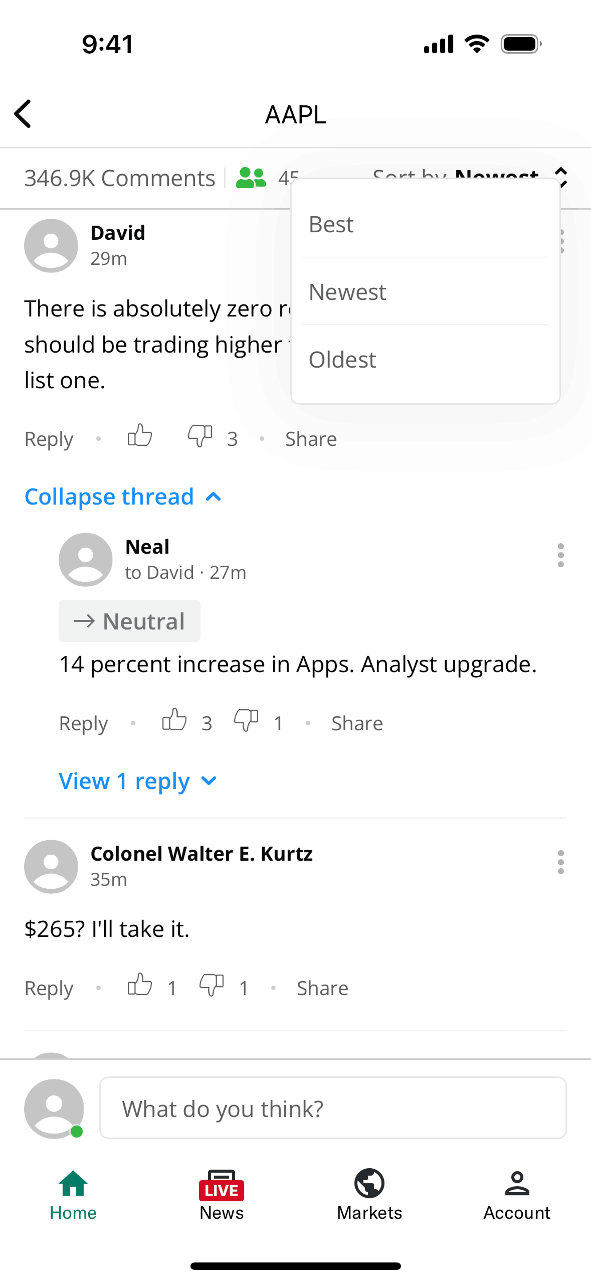 Yahoo Finance iOS Finance interface screenshot 10