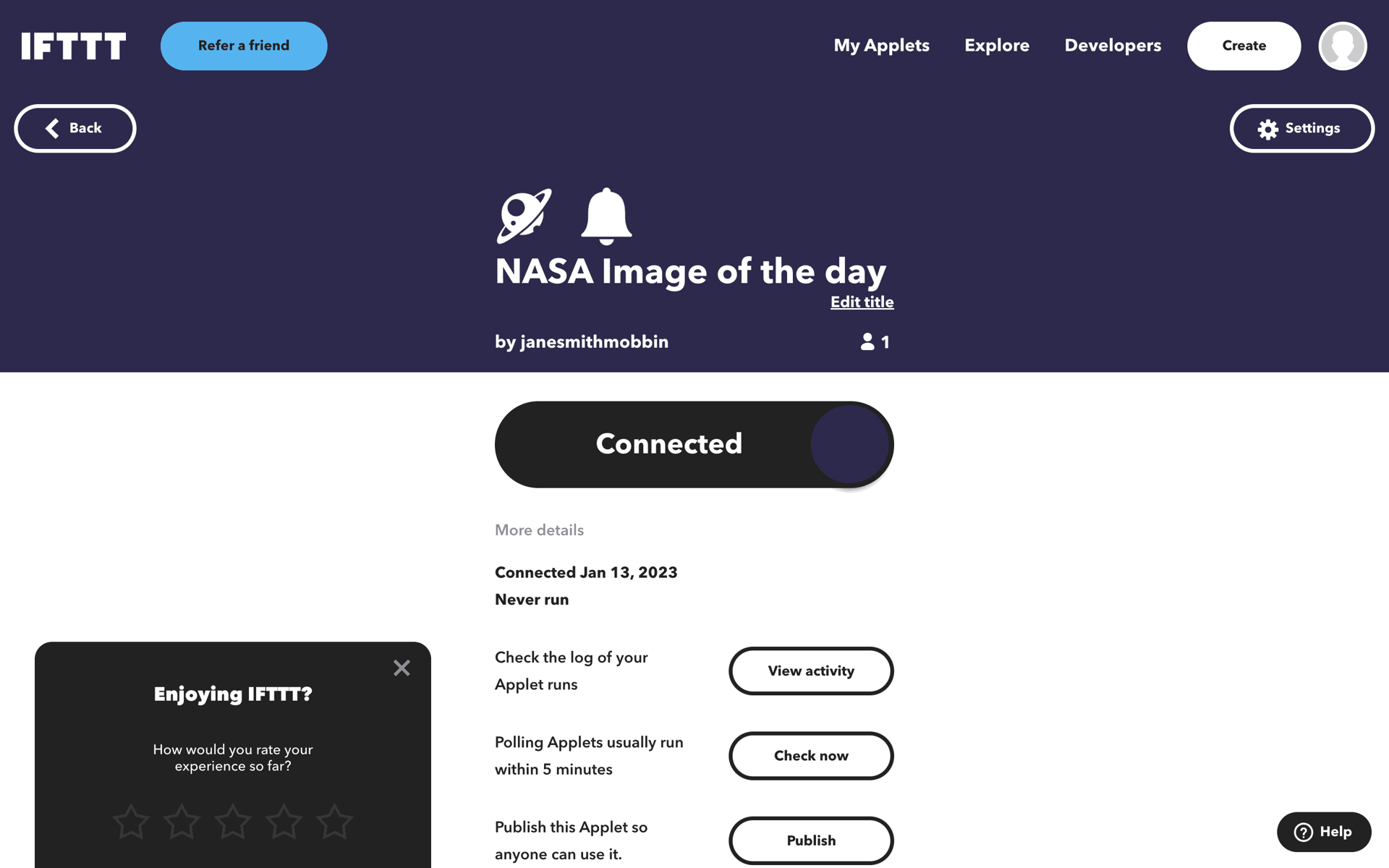 IFTTT Web Productivity interface screenshot 3
