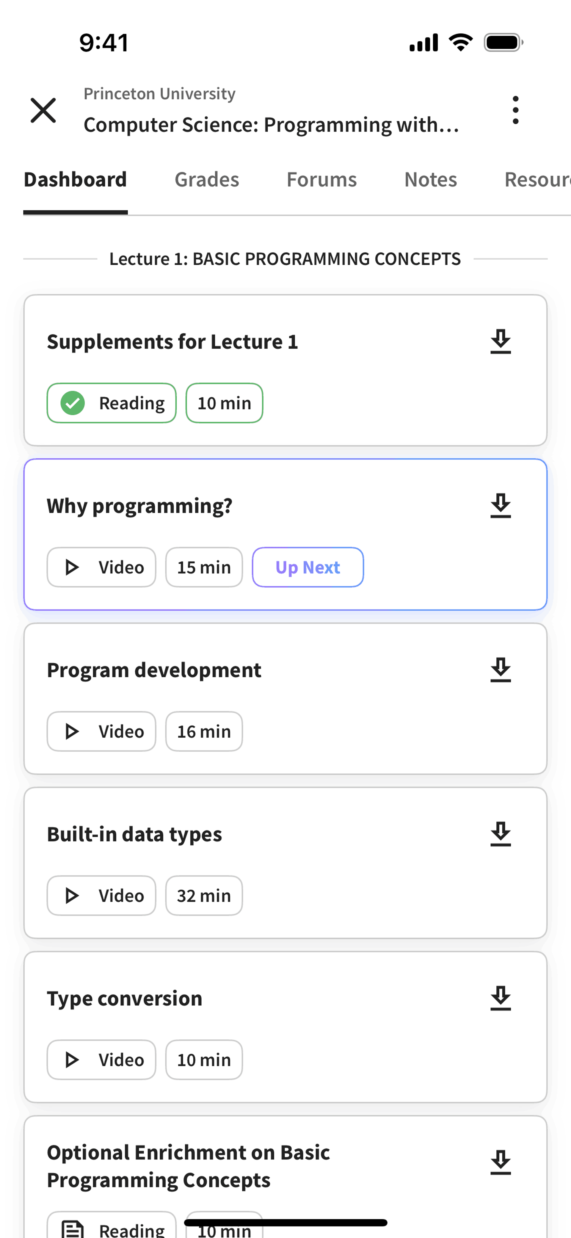 Coursera iOS Education interface screenshot 19