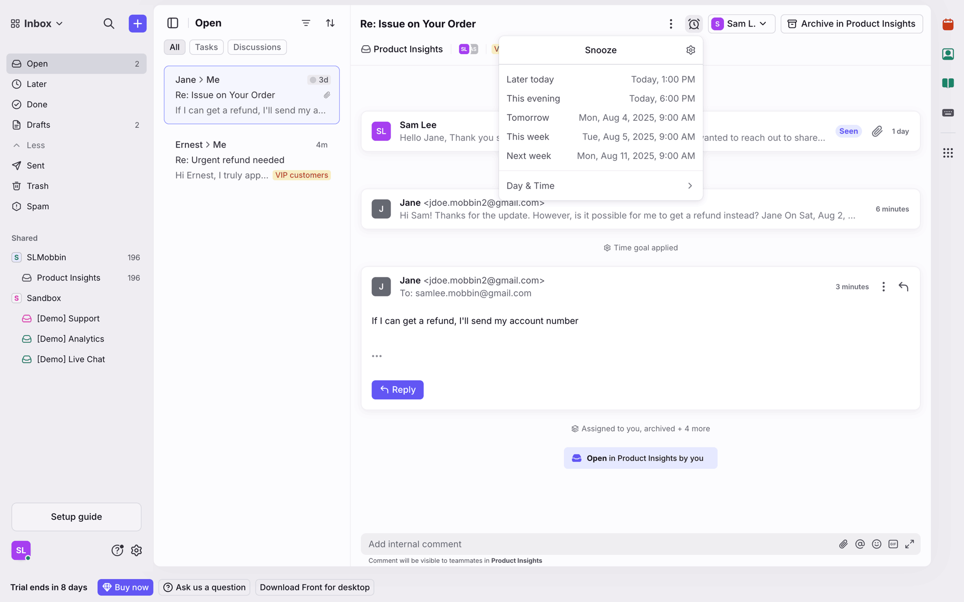 Front Web Business interface screenshot 5