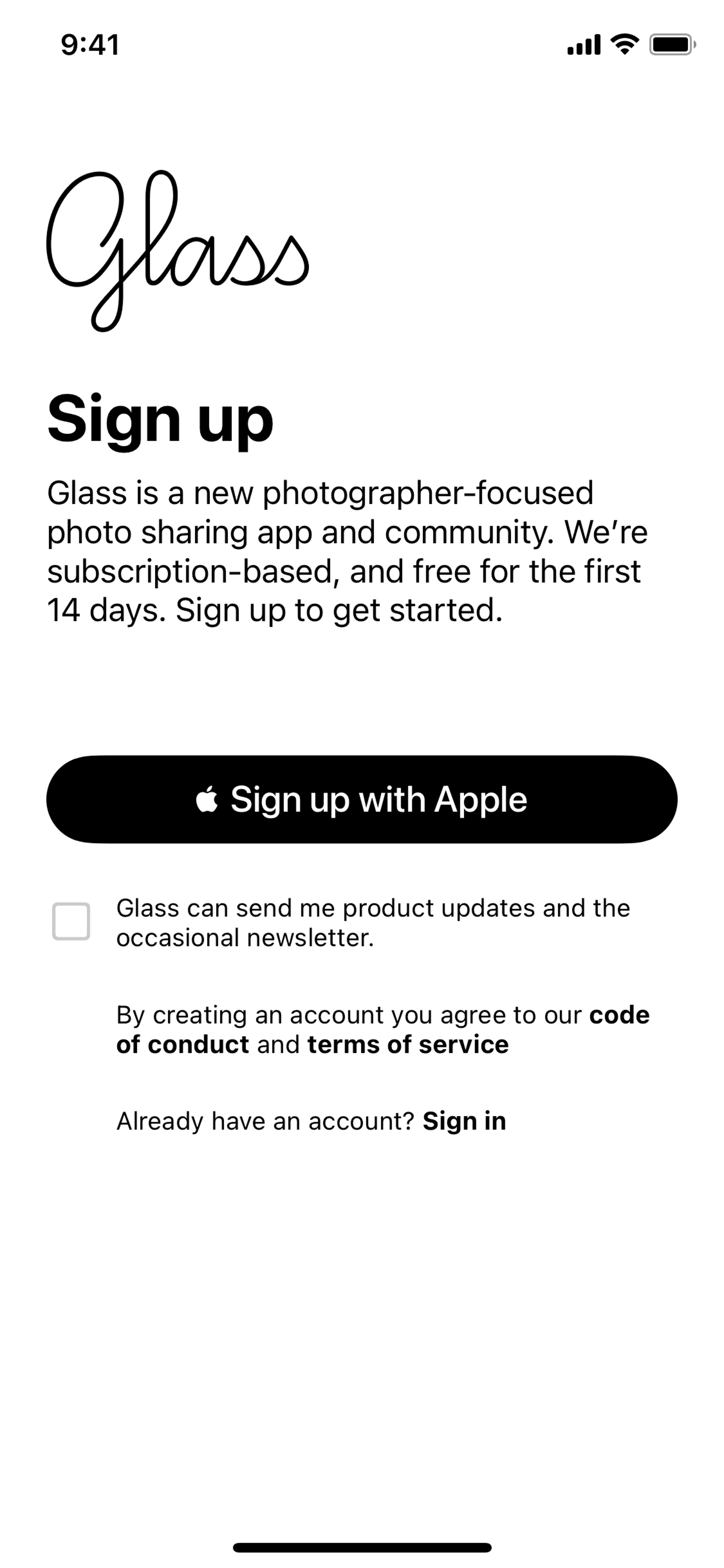 Glass iOS Photo & Video interface screenshot 1