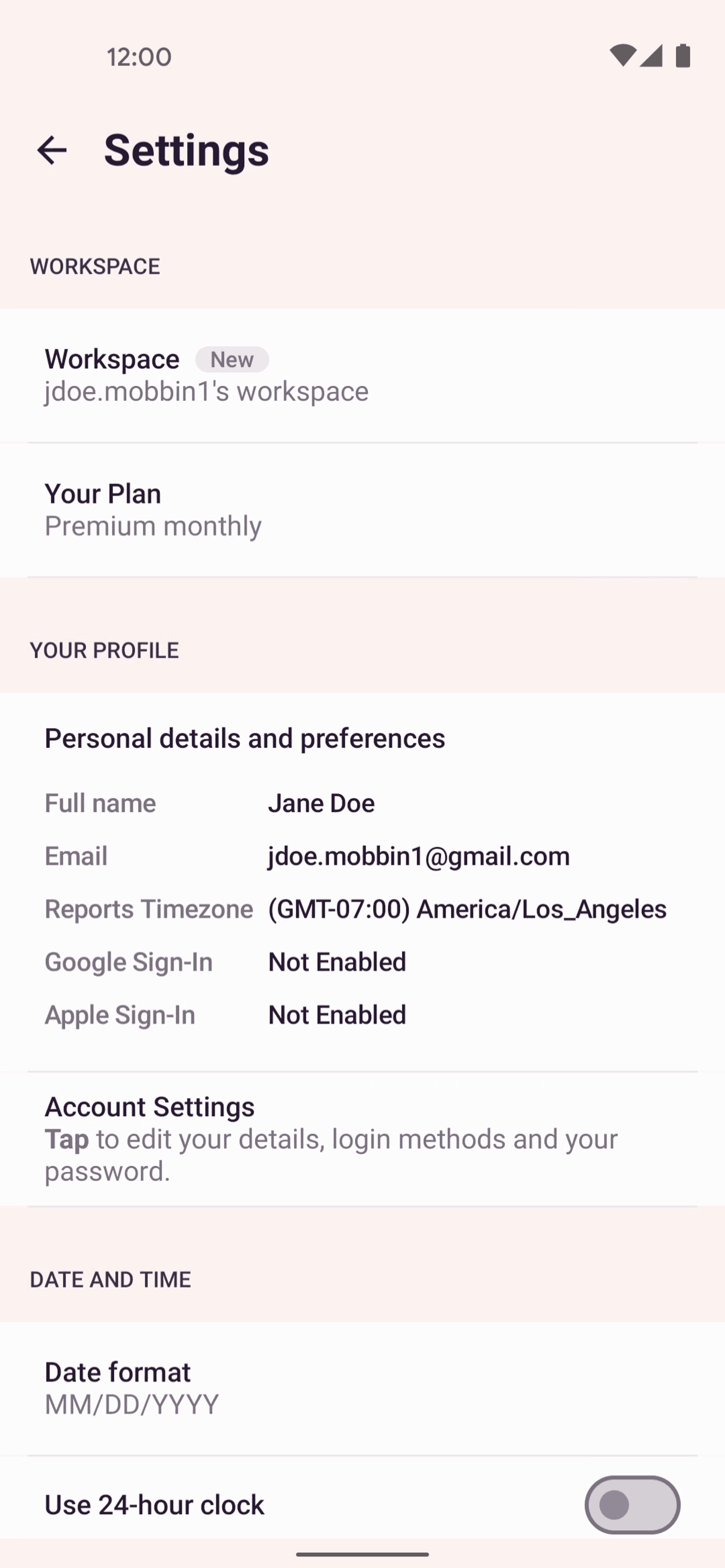 Toggl Track Android Business interface screenshot 11