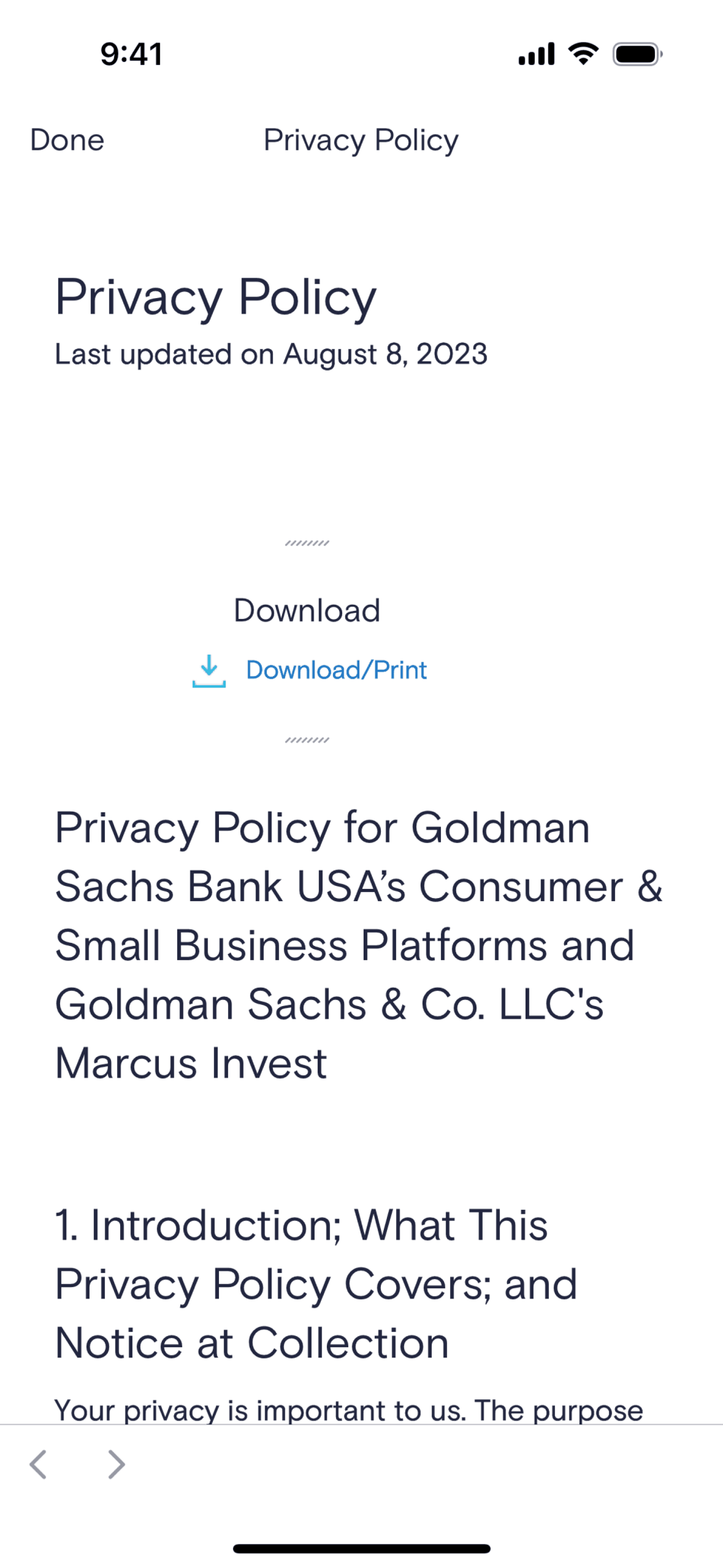 Marcus by Goldman Sachs iOS Finance interface screenshot 18