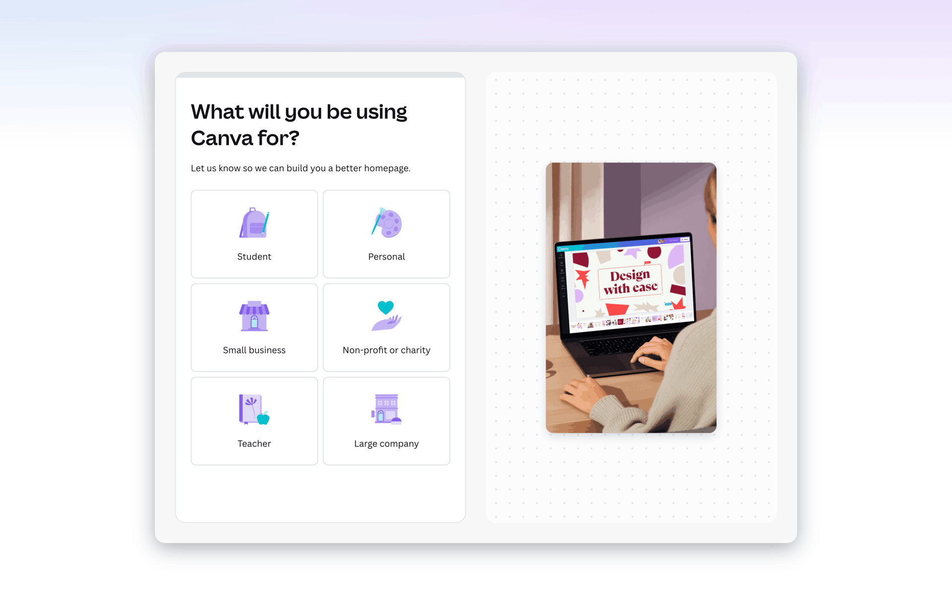 Onboarding on Canva (web) screen 8