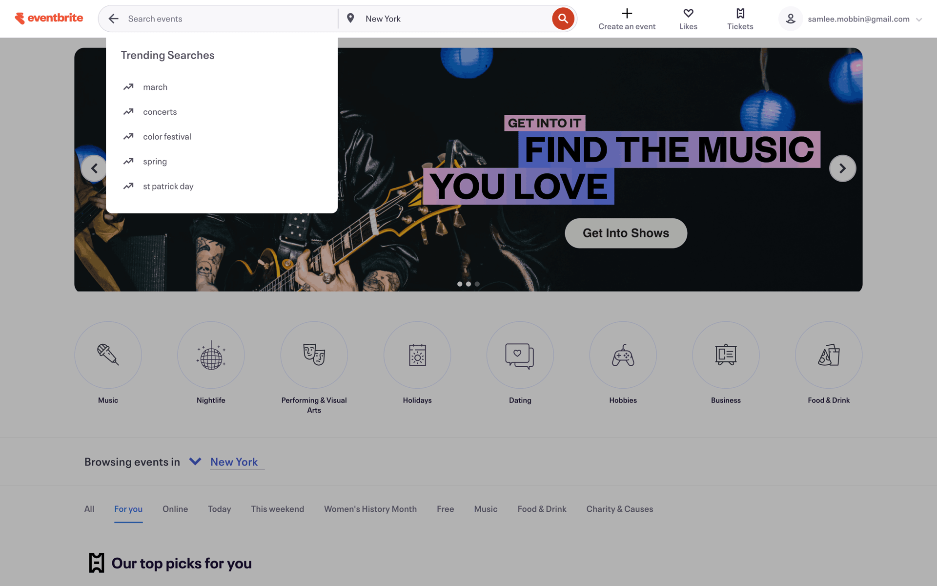 Eventbrite Web Entertainment interface screenshot 24