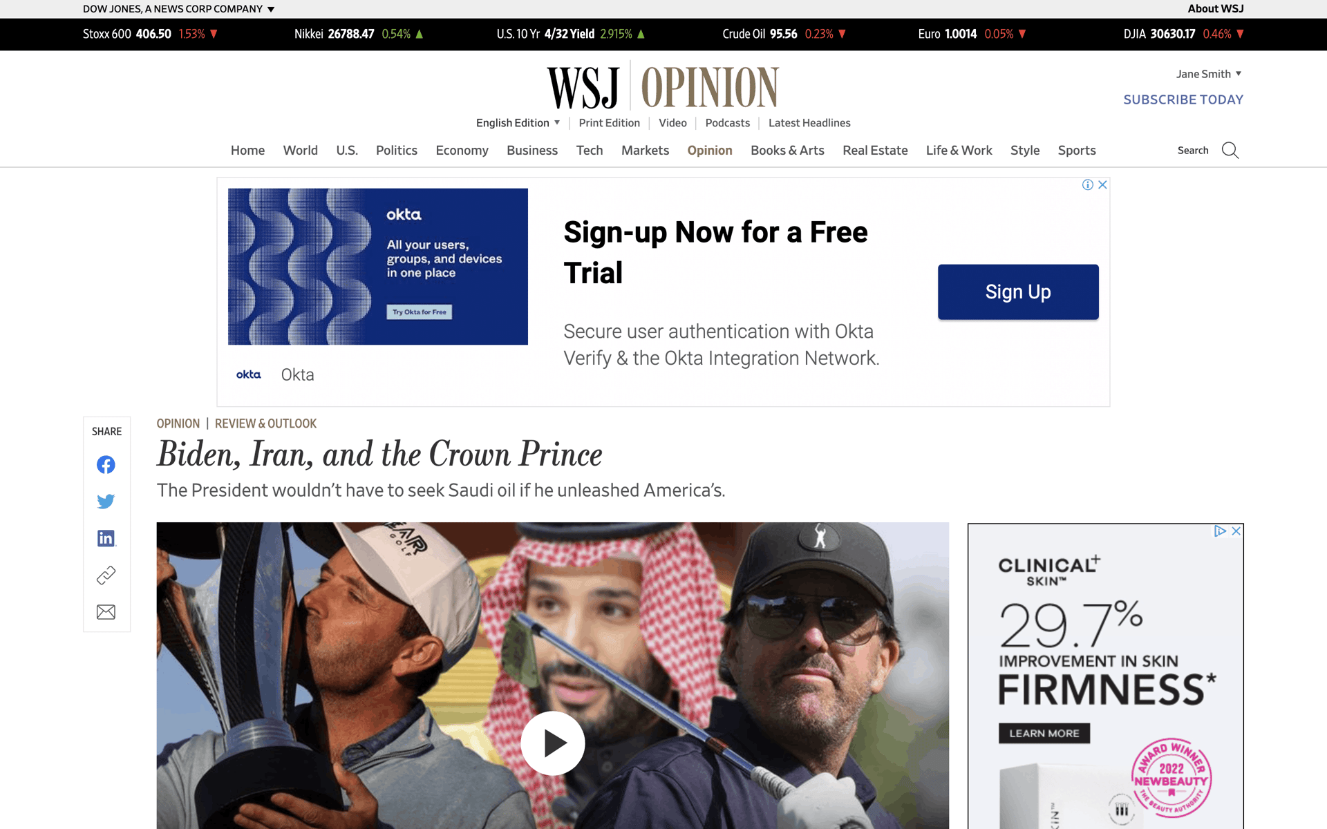 WSJ Web News interface screenshot 4