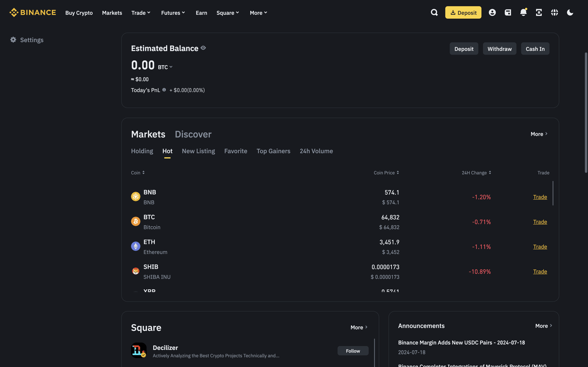 Binance Web Finance interface screenshot 5