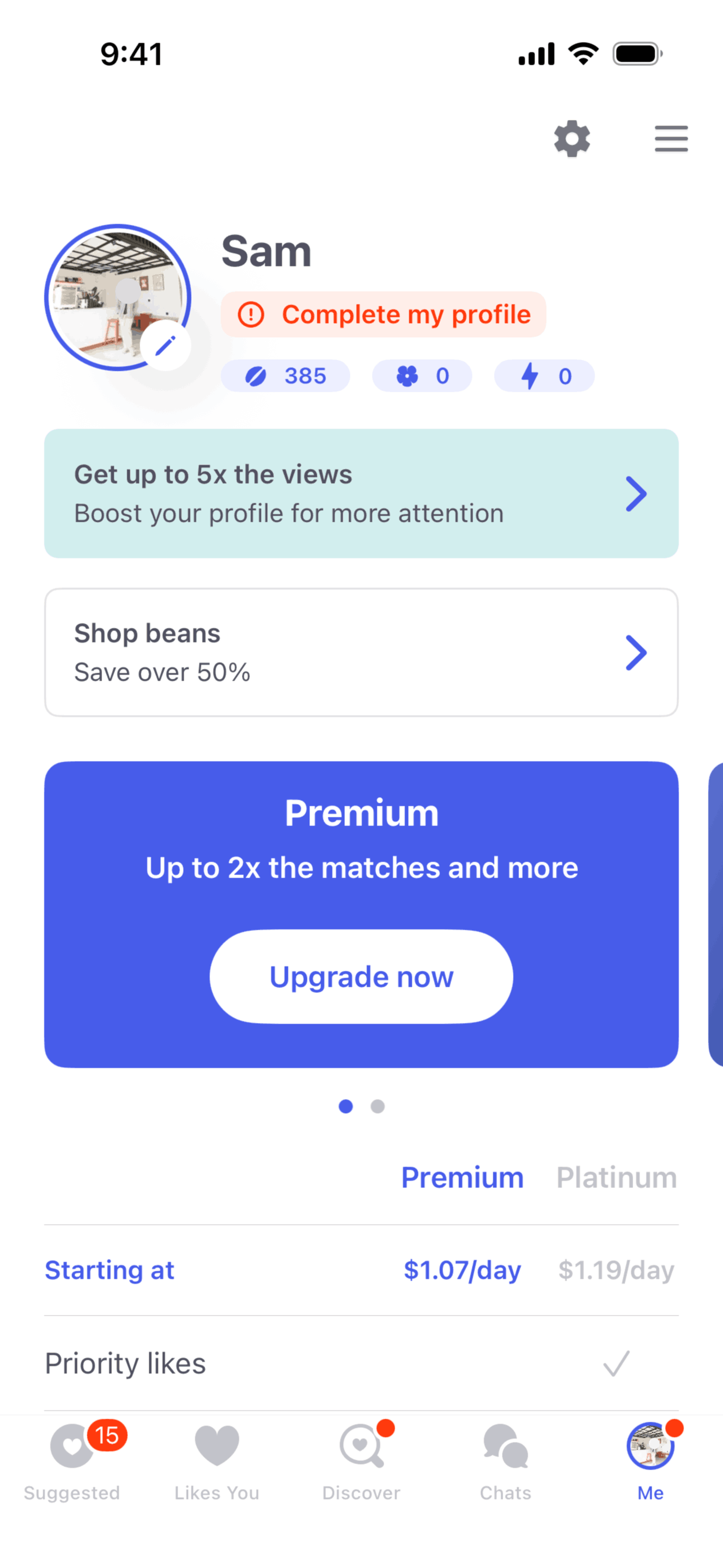 Coffee Meets Bagel iOS dating interface screenshot 9
