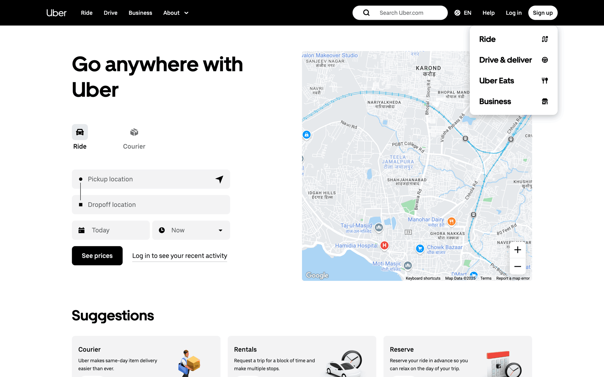 Uber Web Travel & Transportation interface screenshot 3