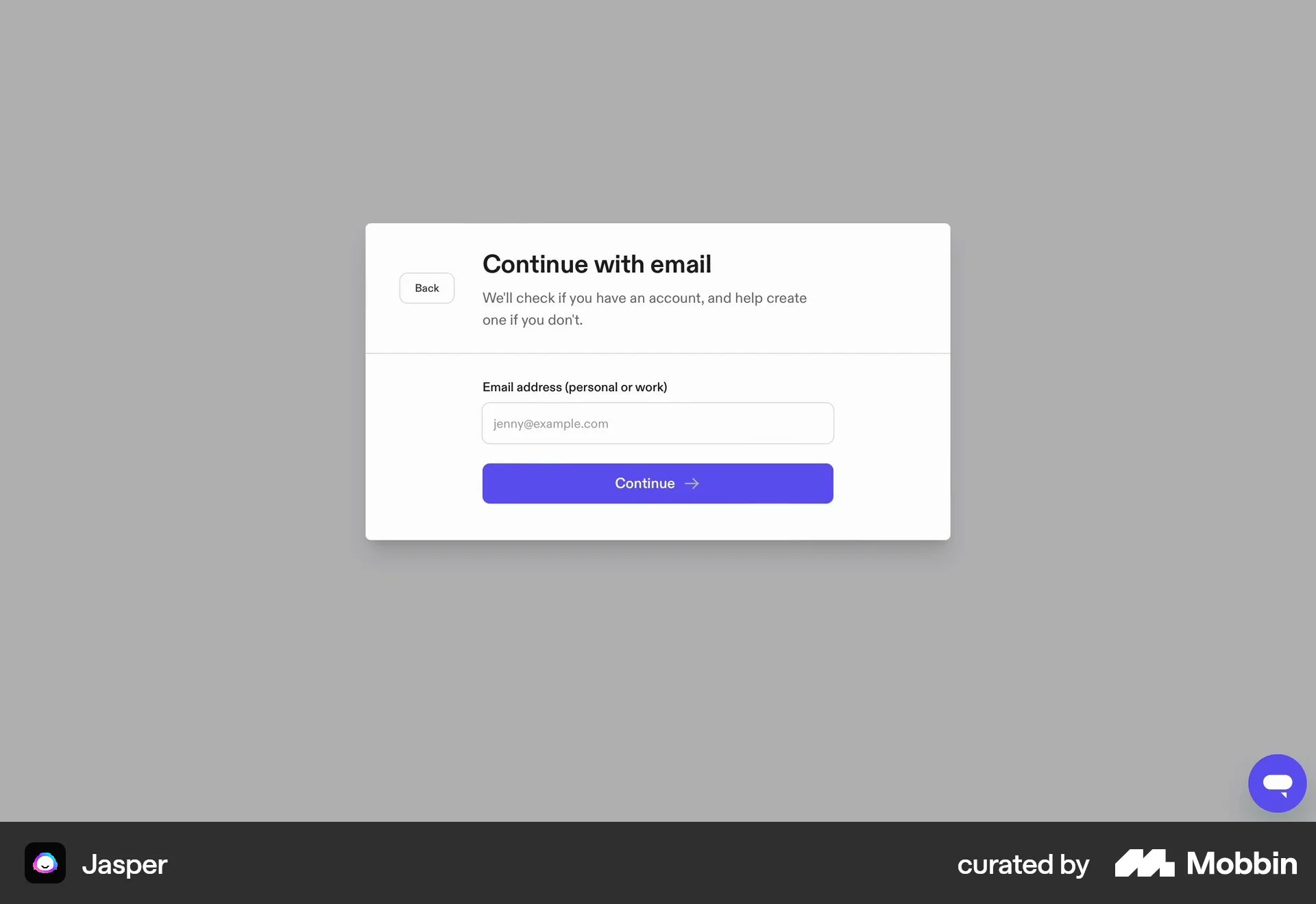 Onboarding on Jasper (web) screen 3