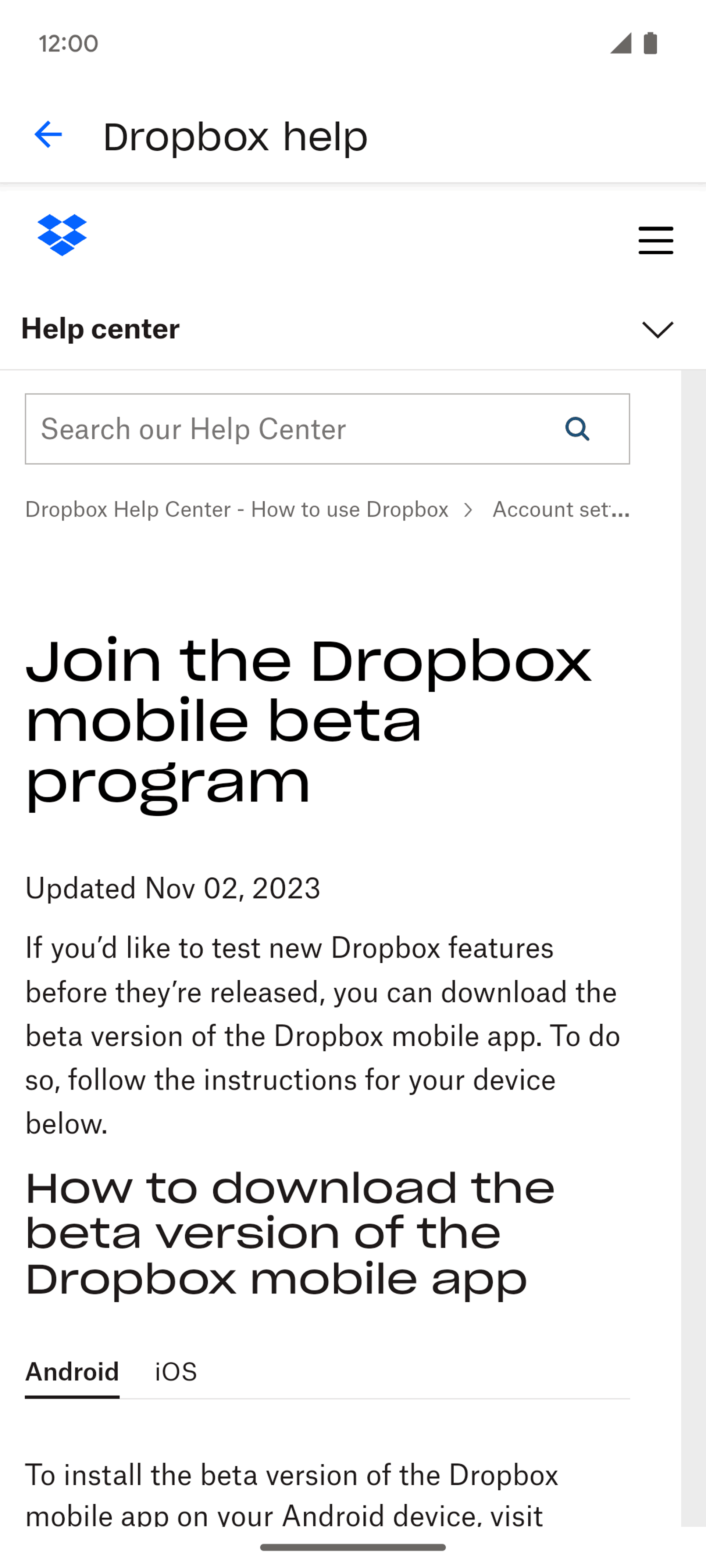 Dropbox Android Productivity interface screenshot 18