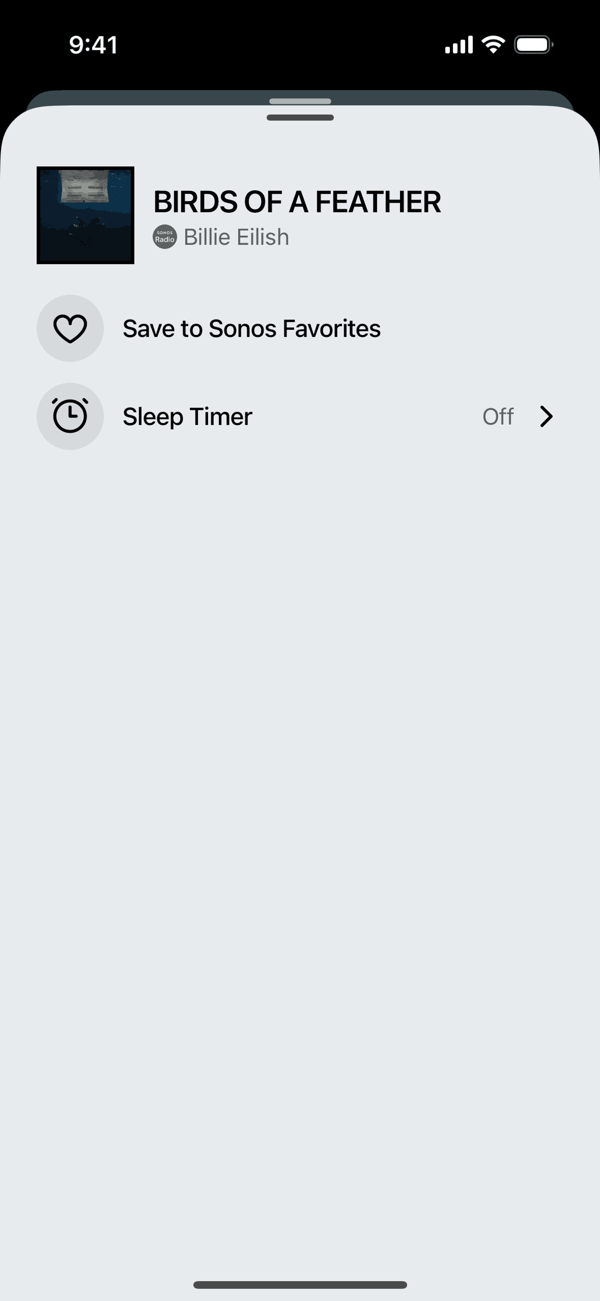 Scheduling sleep timer on Sonos (ios) screen 2