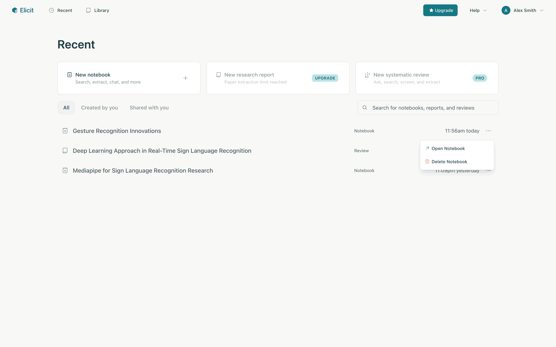 Elicit Web AI interface screenshot 10