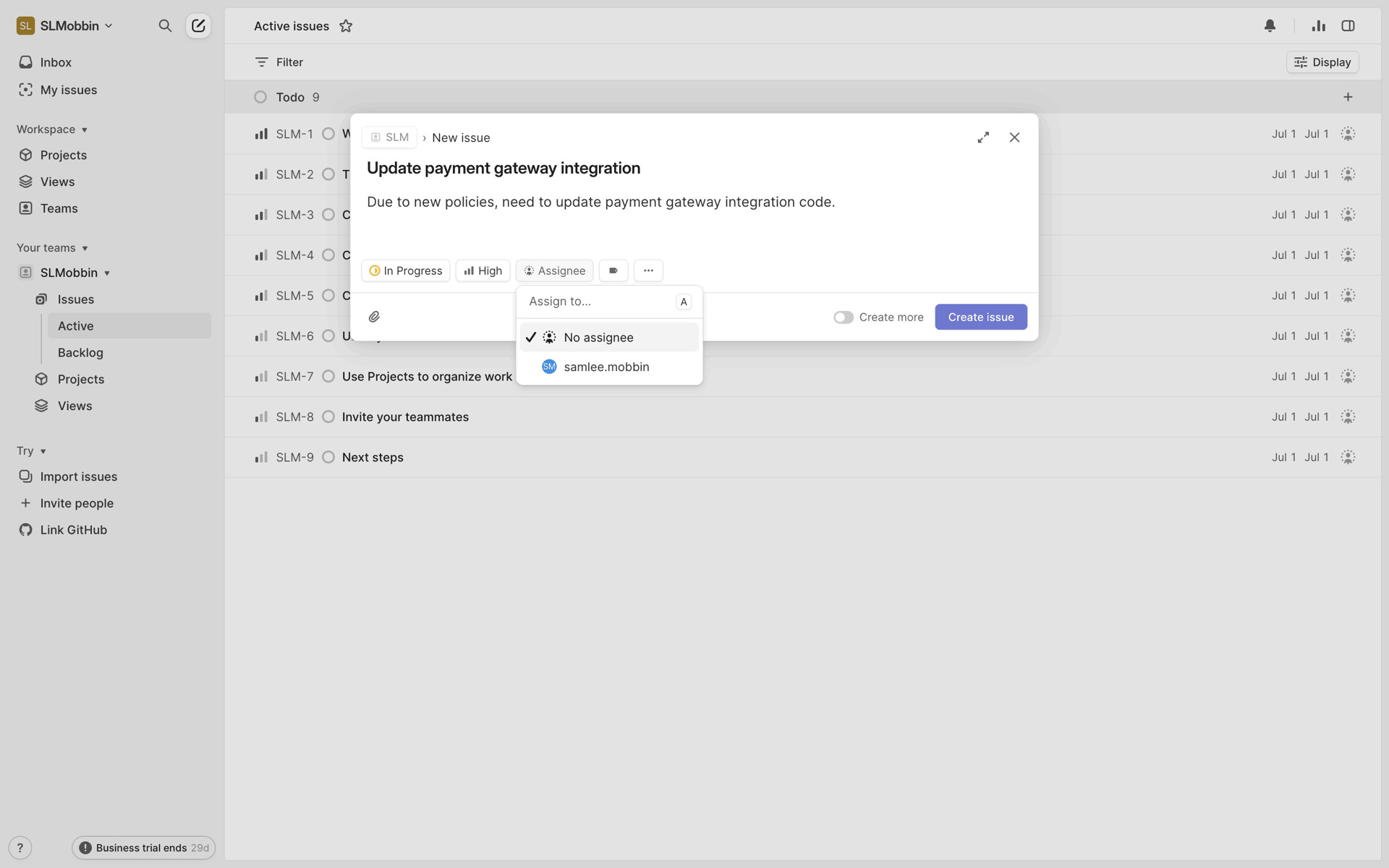 Linear Web Developer Tools interface screenshot 13