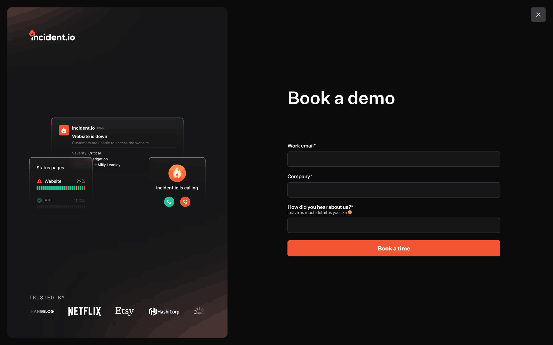 incident.io Web Developer Tools interface screenshot 4
