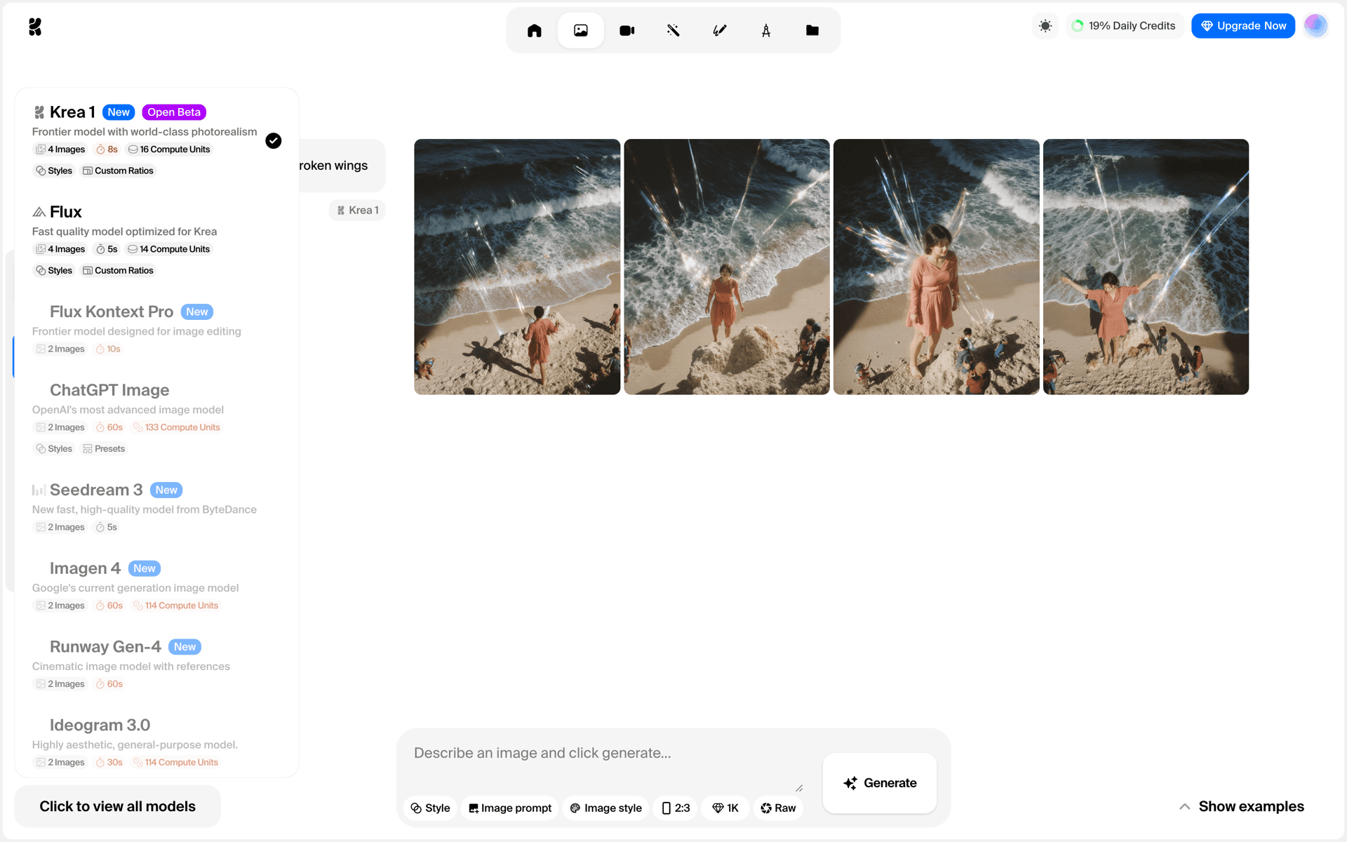 Krea AI Web Photo & Video interface screenshot 21