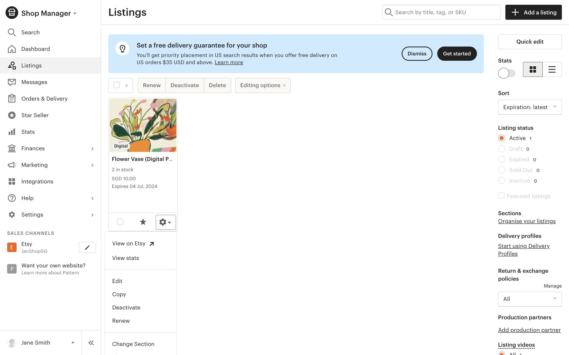 Etsy Web Business interface screenshot 24