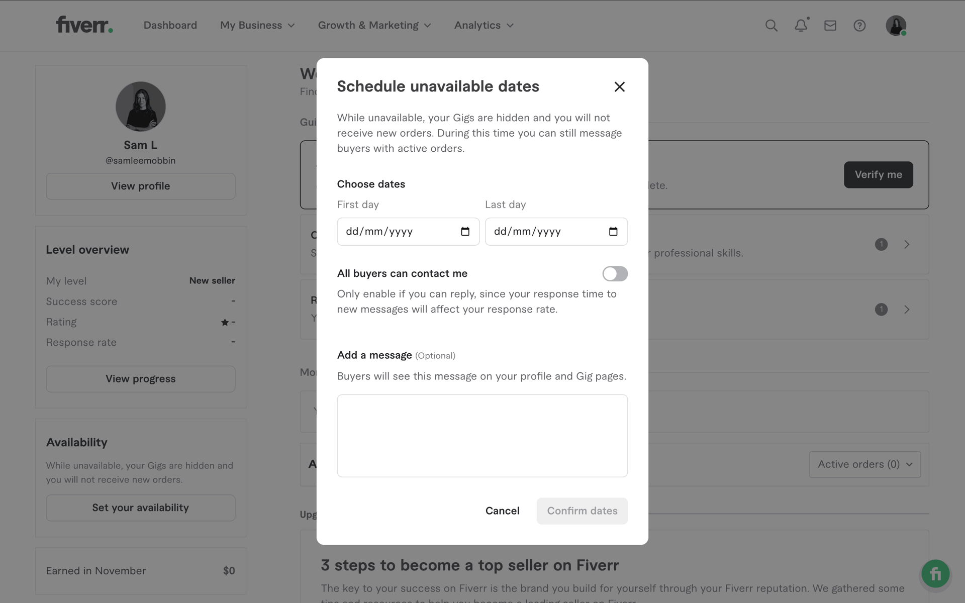 Fiverr Web Business interface screenshot 8