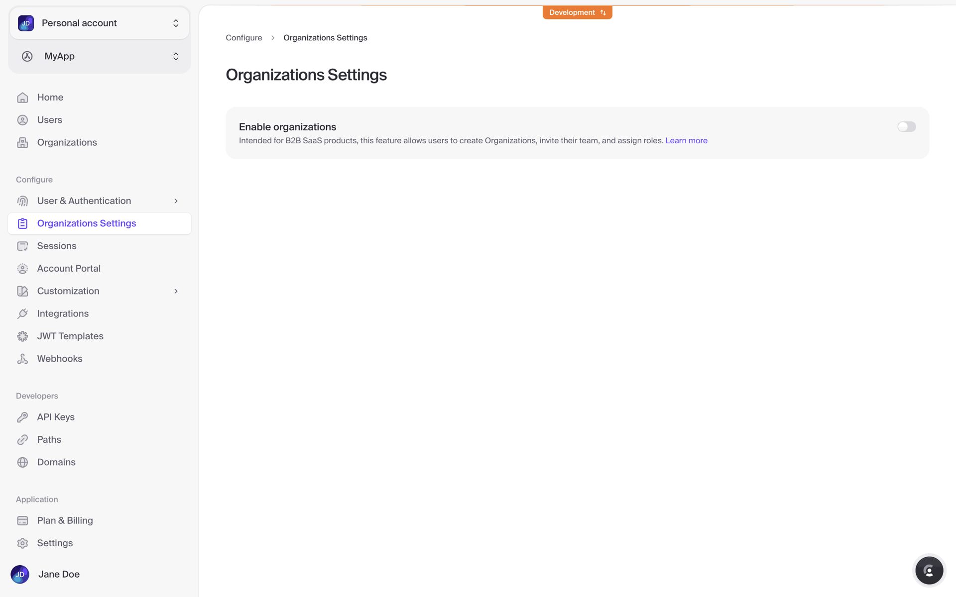 Clerk Web Developer Tools interface screenshot 13