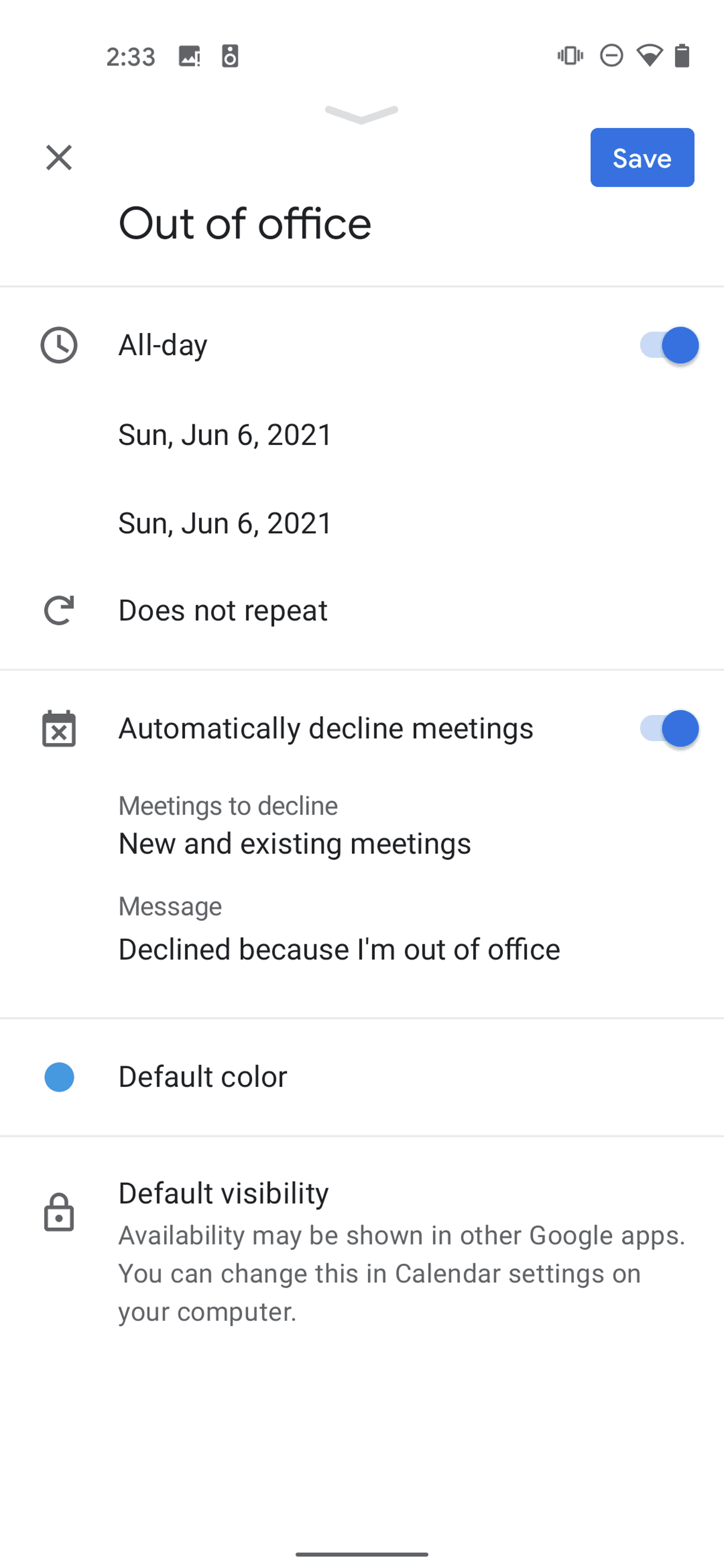 Google Calendar Android Productivity interface screenshot 8