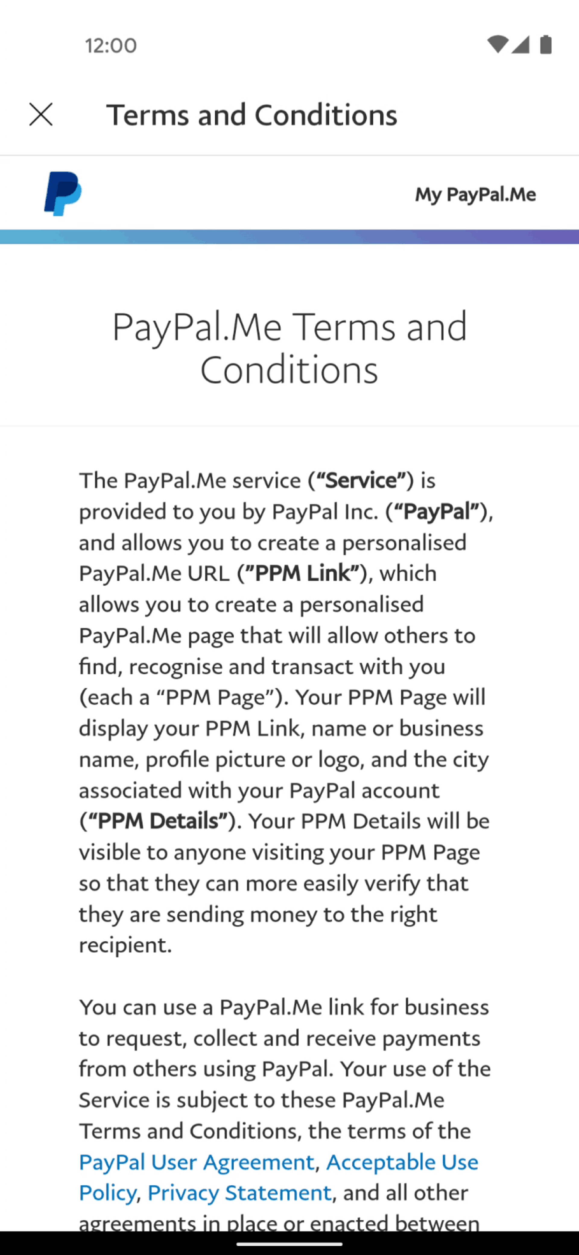 PayPal Android Finance interface screenshot 21