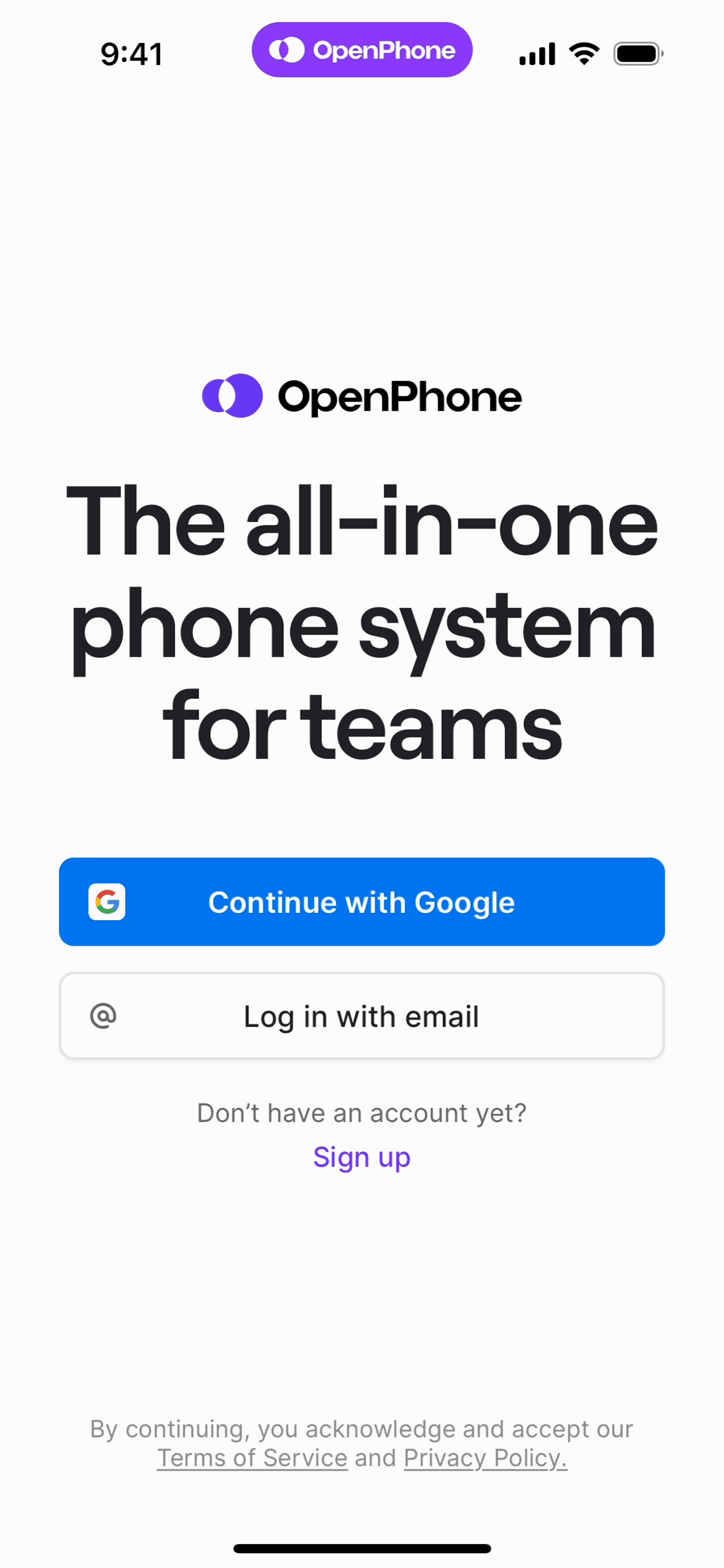 OpenPhone iOS Business interface screenshot 2