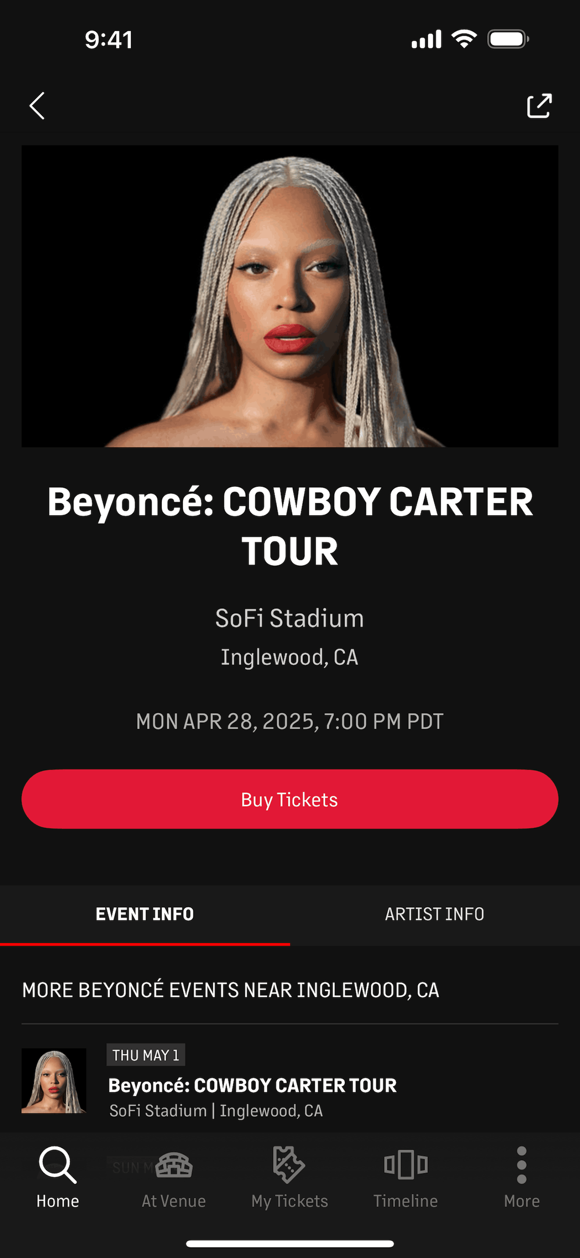 Live Nation iOS Music & Audio interface screenshot 6