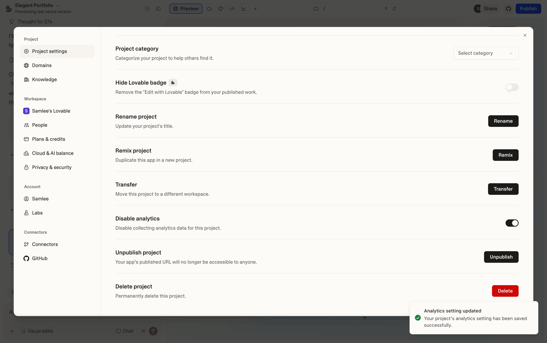 Lovable Web Developer Tools interface screenshot 19