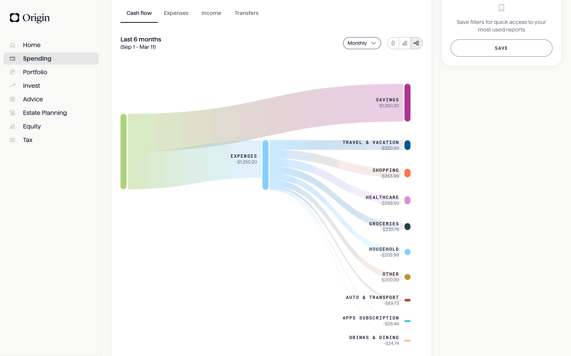 Origin Web Finance interface screenshot 9