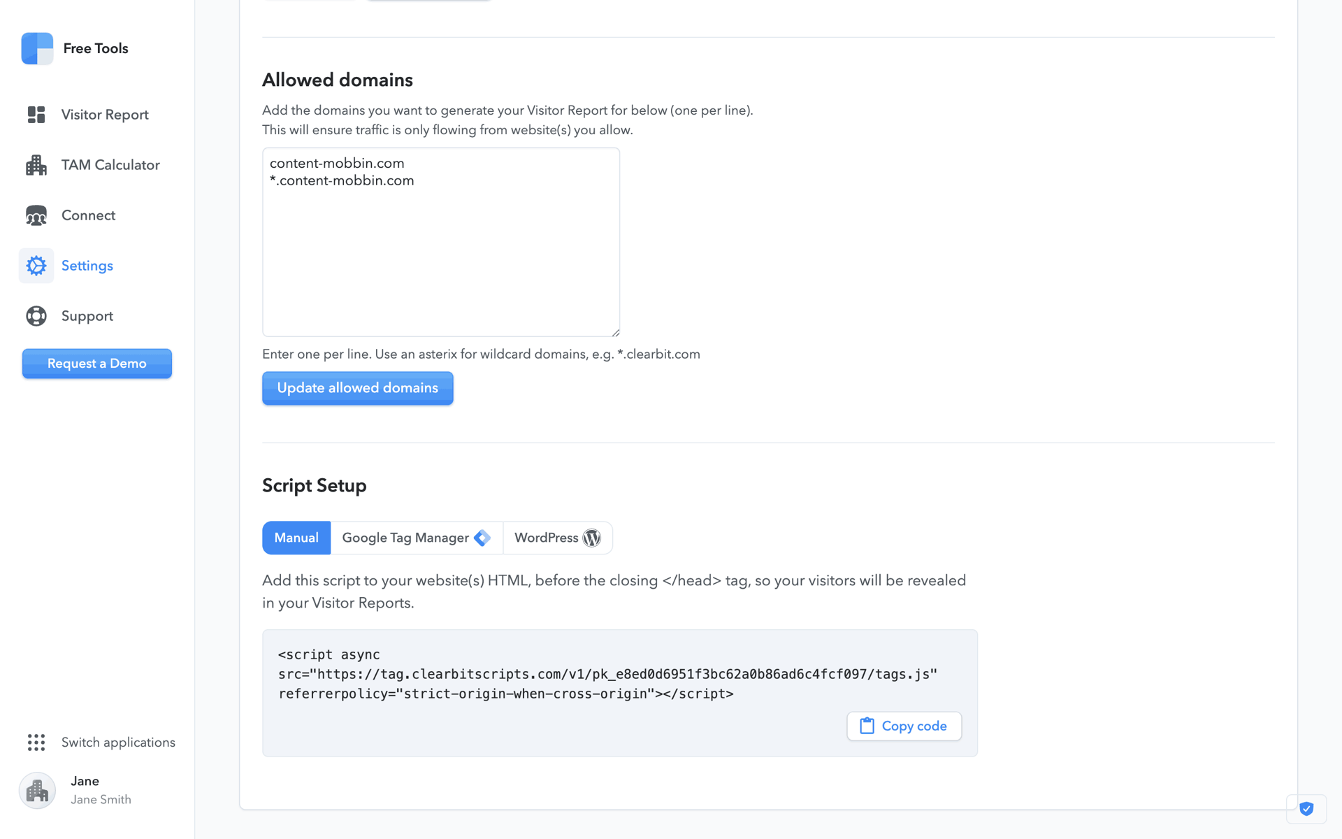 Clearbit Web Business interface screenshot 17
