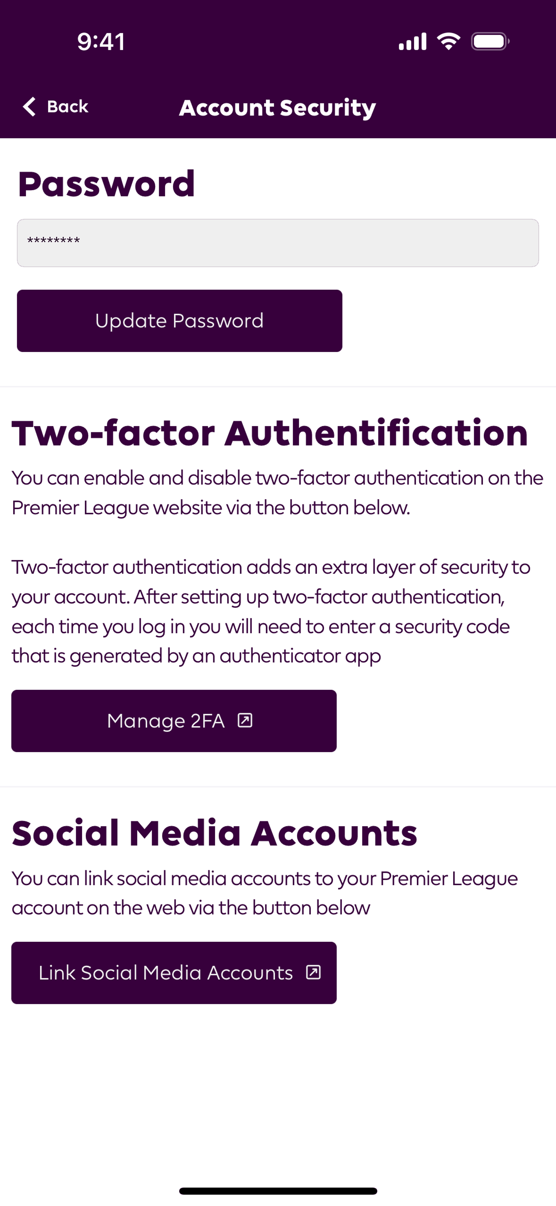 Premier League iOS Sports interface screenshot 24