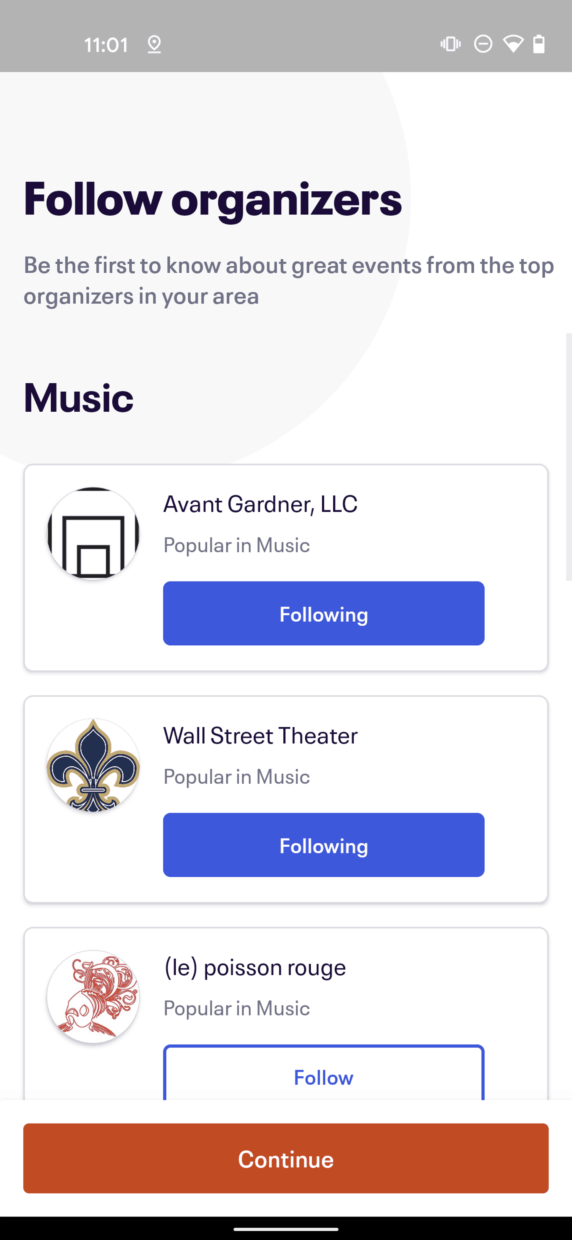 Eventbrite Android Entertainment interface screenshot 12