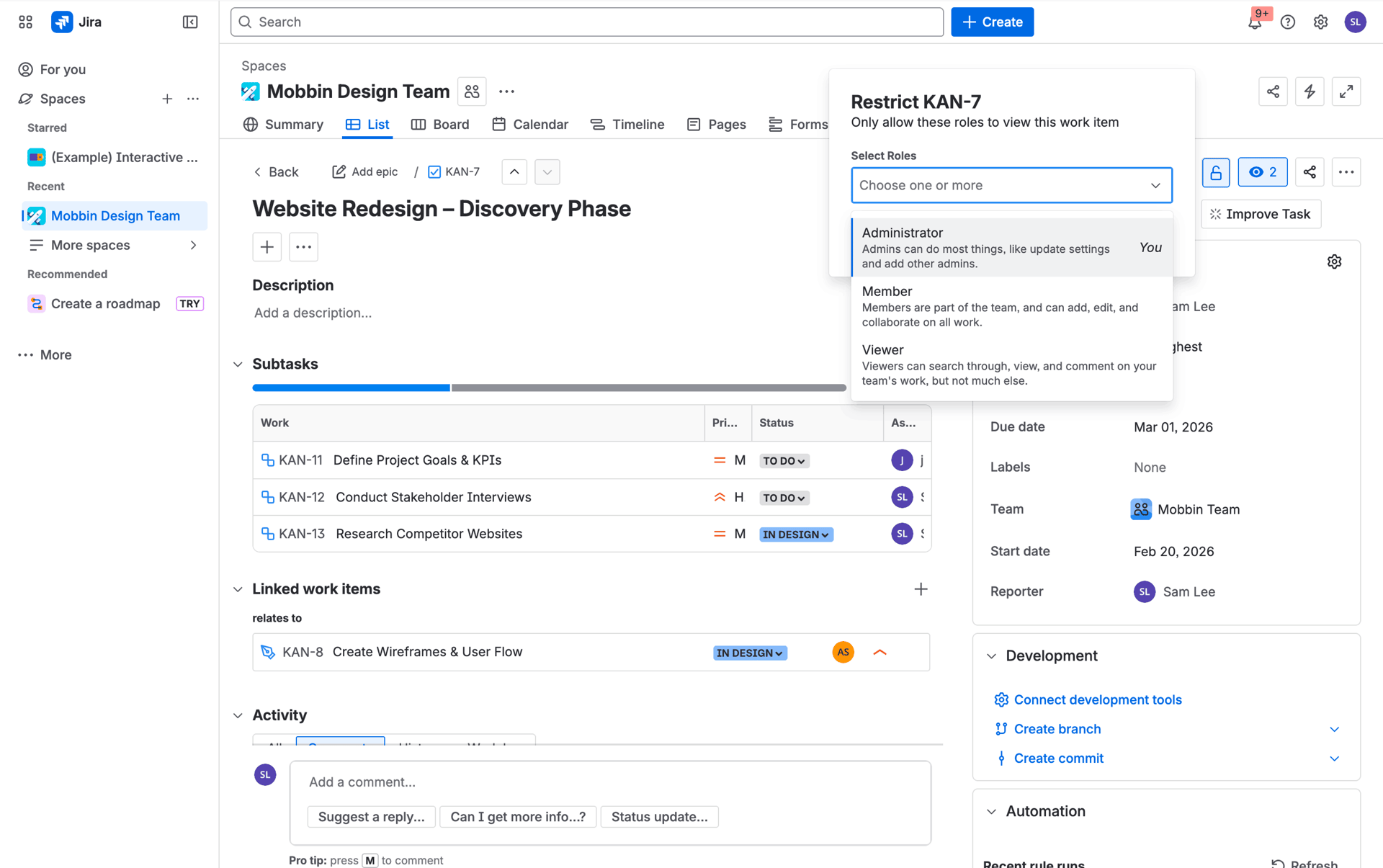 Jira Web Business interface screenshot 20