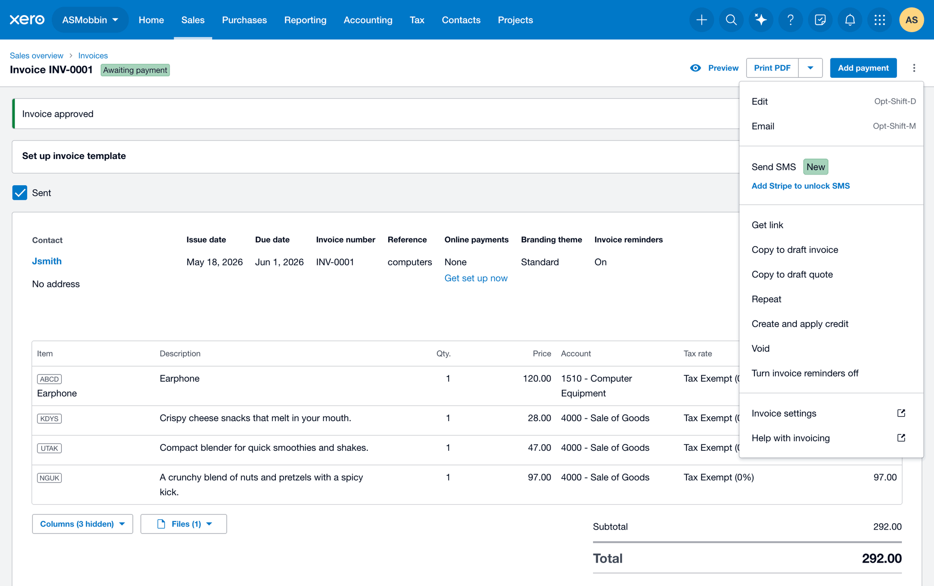 Xero Web Business interface screenshot 5