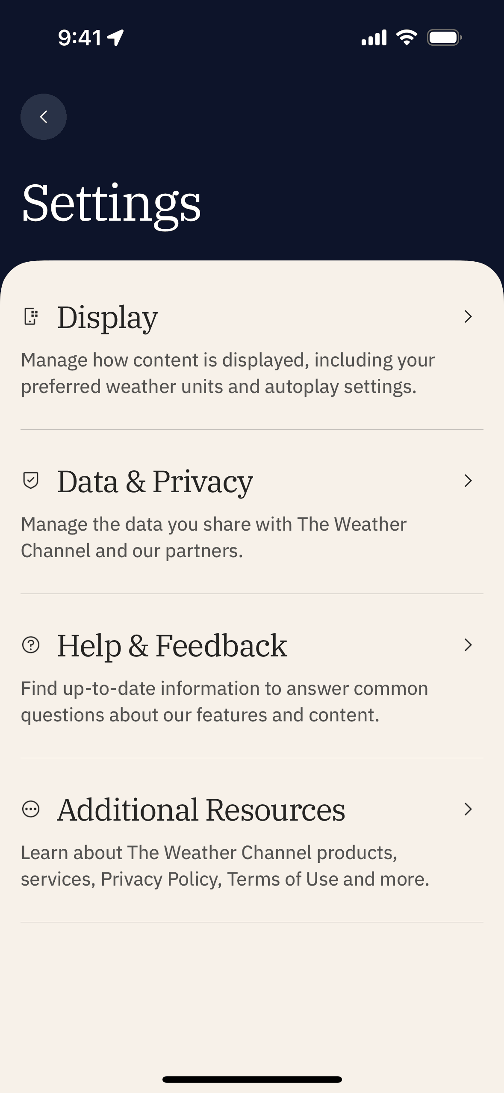 The Weather Channel iOS Utilities interface screenshot 22