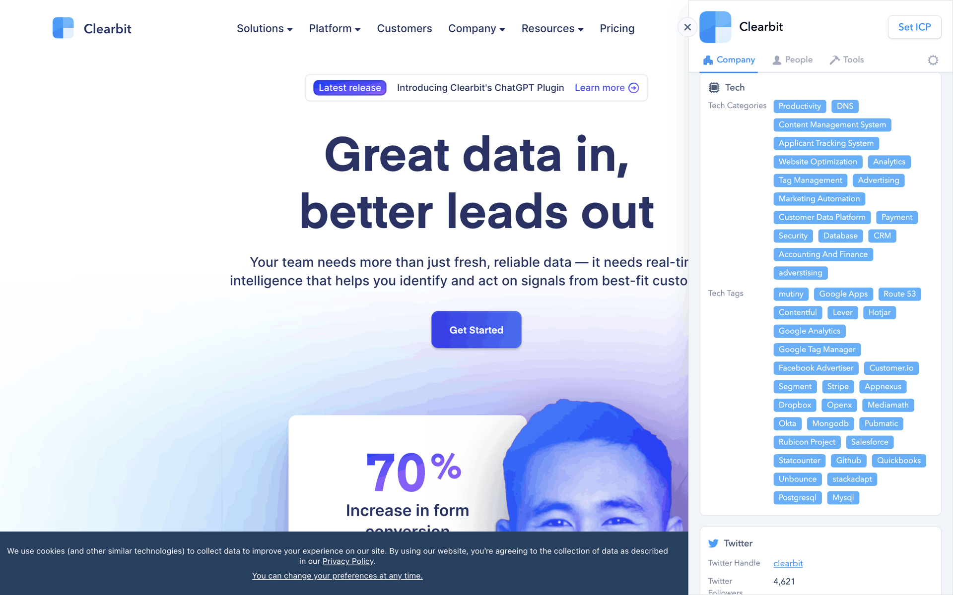 Clearbit Web Business interface screenshot 10